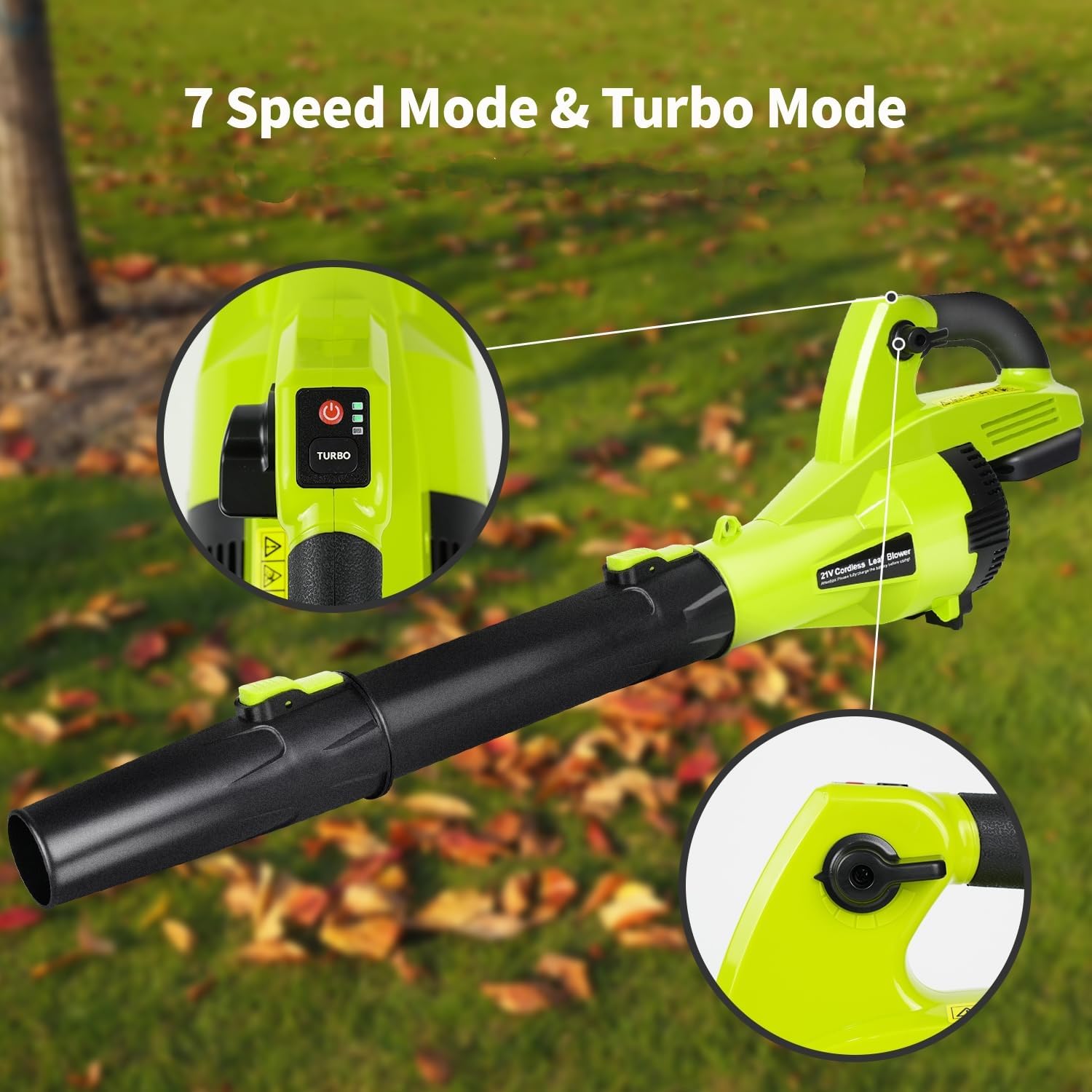 Leaf Blower Cordless, 500 CFM Electric Leaf Blower with 2 Batteries and Charger, 7 Speed Mode, 4.0Ah Lightweight Battery Powered Cordless Leaf Blowers for Lawn, Patio, Driveway - Image 5