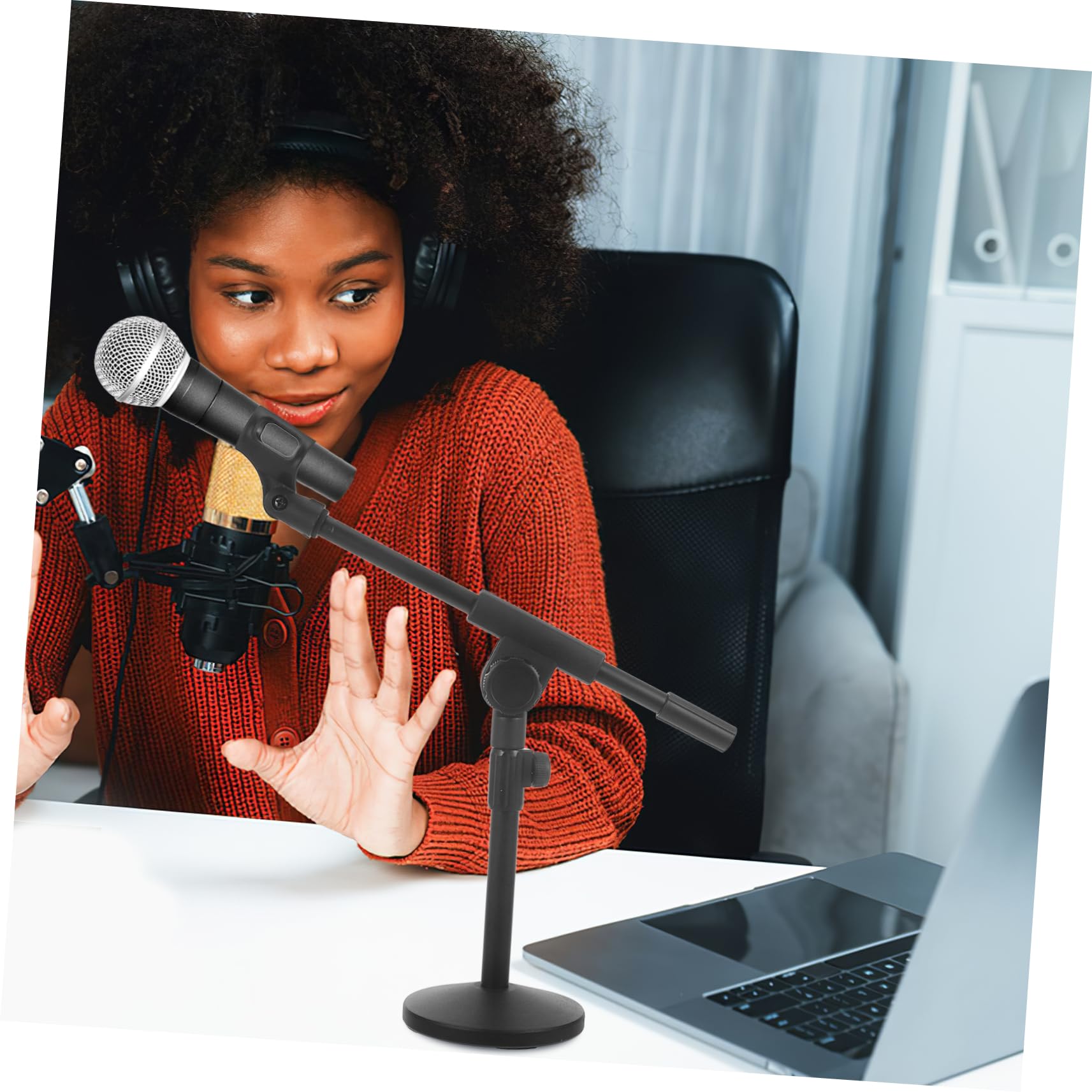 Teleskopischer Mikrofonständer Desktop mit Metallbasis und Verstellbarer Höhe Stabiler Mikrofonhalter für Podcasting Musikaufnahme Gaming und PC Anwendungen