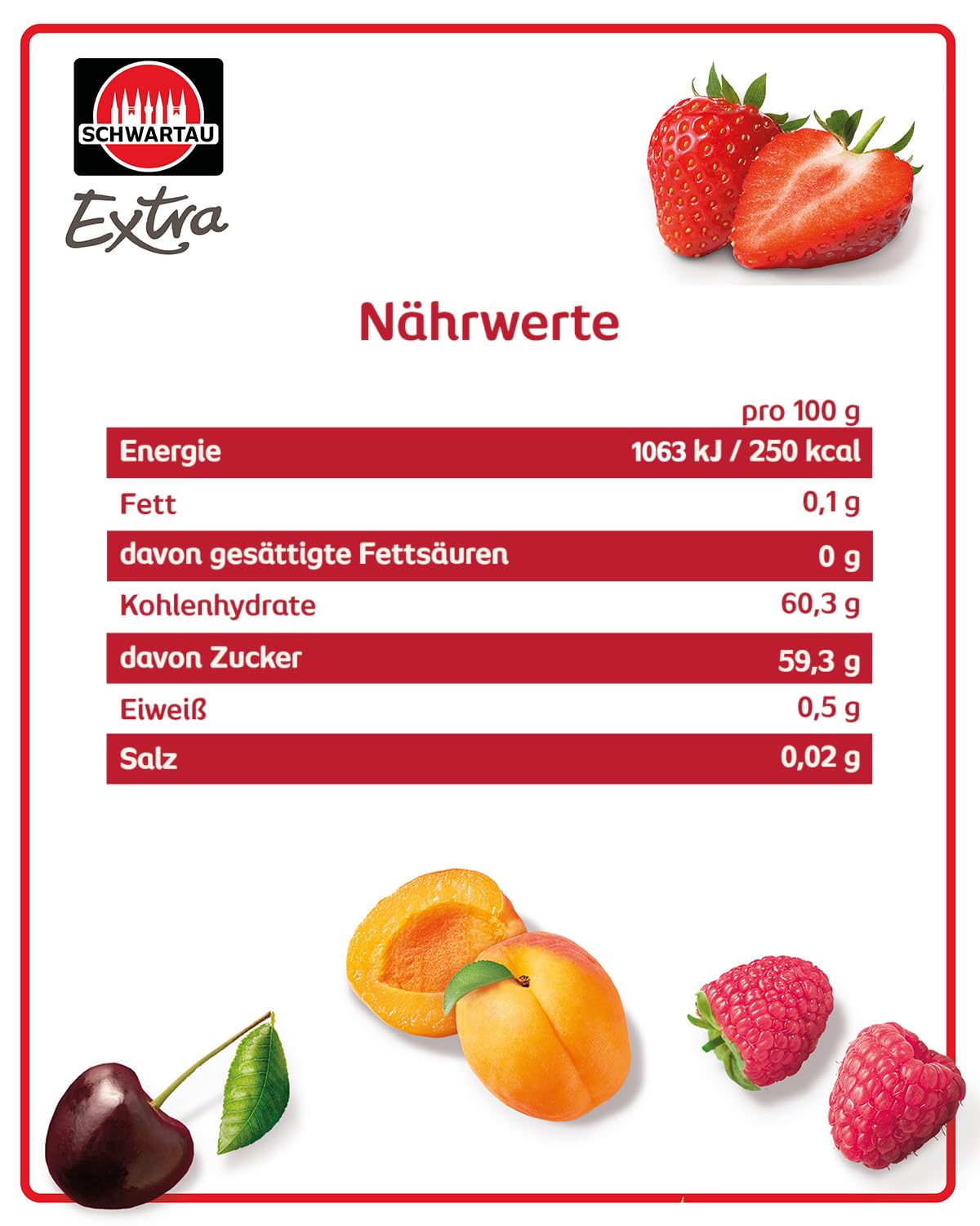 Schwartau Extra Mix-Box, Konfitüre Portionsgläser (18 x Erdbeere, 18 x Himbeere, 18 x Aprikose, 18 x Kirsche), 72 x 28,3g