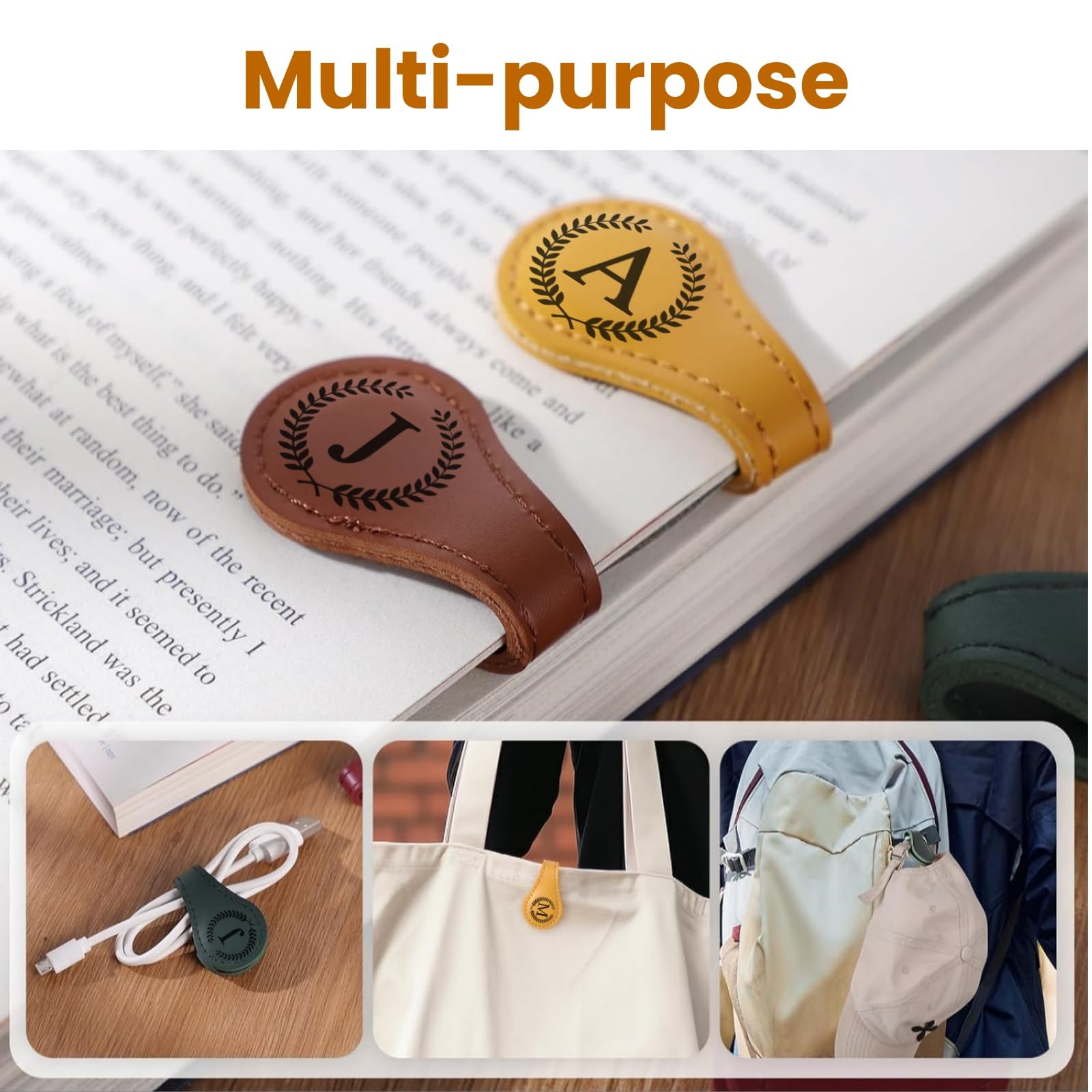 Gepersonaliseerde magnetische lederen bladwijzer, op maat gegraveerd, multifunctionele letterbladwijzer voor boekenliefhebbers, lezers, vrouwen (blauw, Y