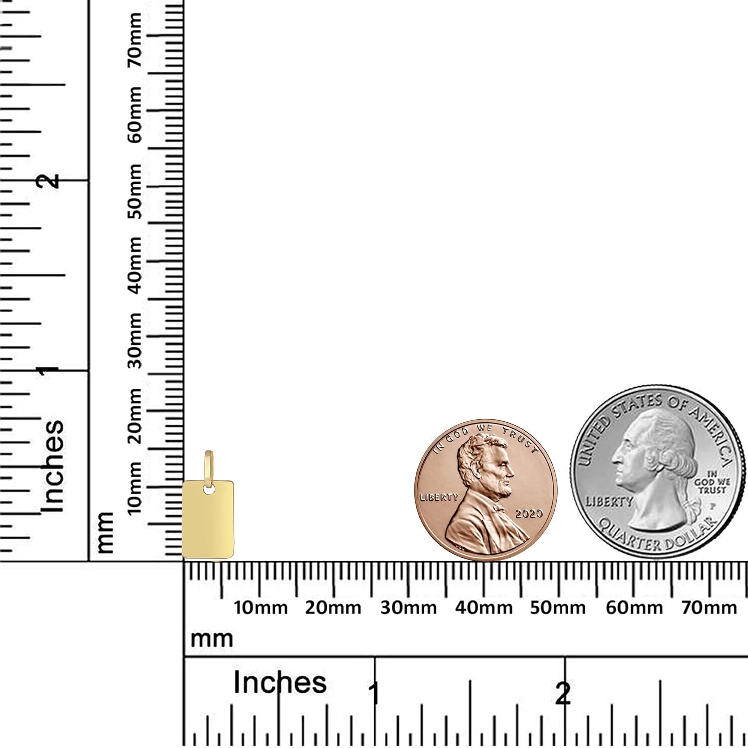 Lucche Solid 10k Gold Pendant Initial Personalised Monogram Name Engraved Jewelry Gift for Women Round Tag Medallion Rectangle Small Charm for Necklace