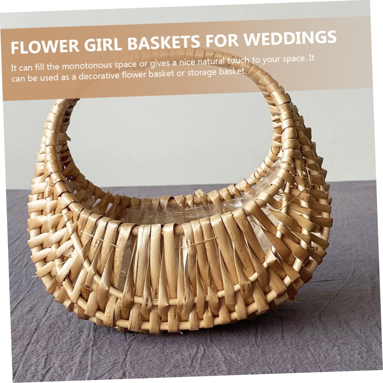 Blumenmädchenkörbchen 3 Stück aus Weidengeflecht für Hochzeiten | Handgewebt, mit Henkel und Einzigartiger Form, Leichter Aufbewahrungskorb, für Balkon und Korridor