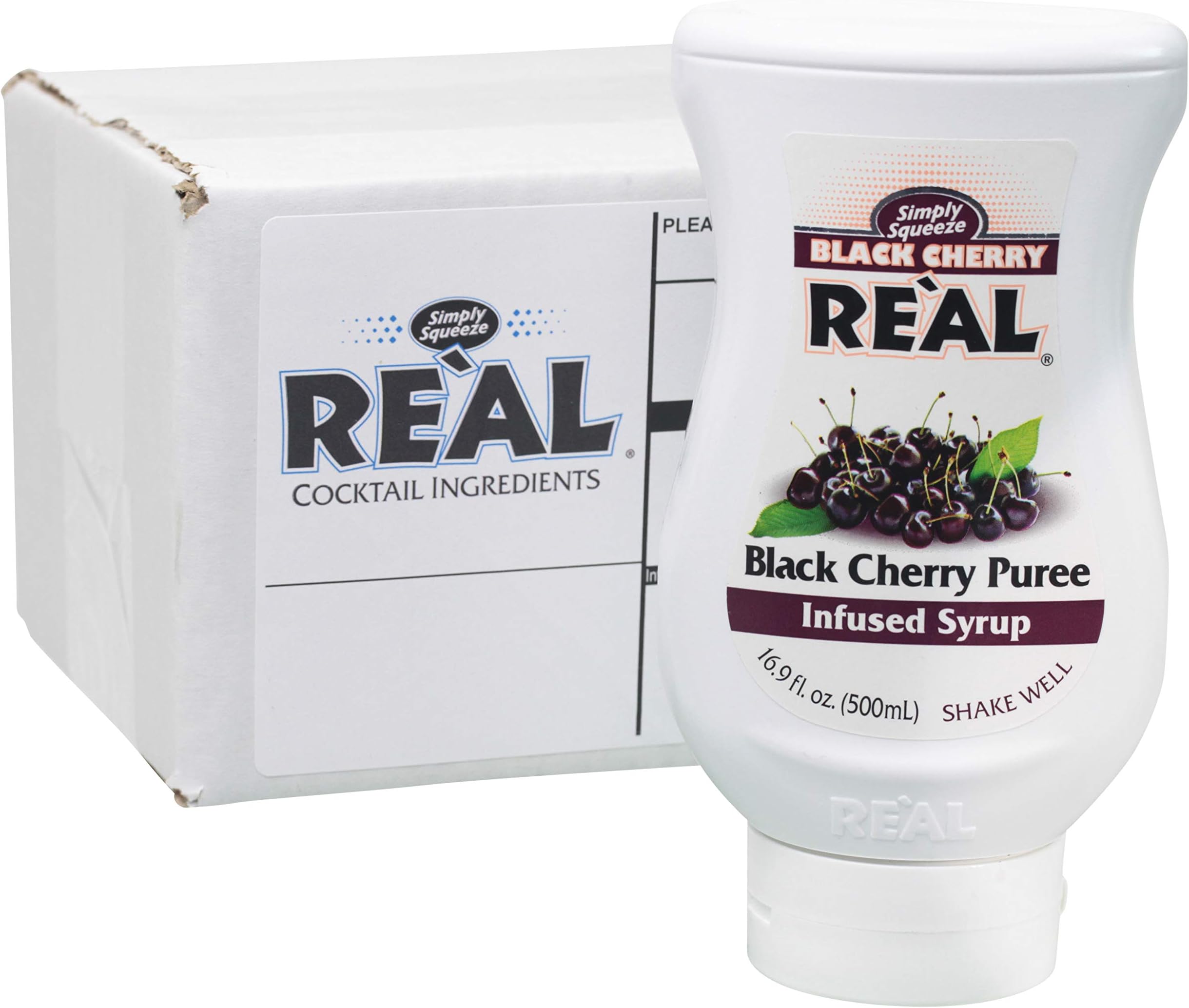 Black Cherry Reàl, Black Cherry Puree Infused Syrup, 16.9 FL OZ Squeezable Bottle (Pack of 1)