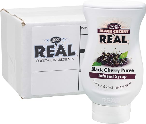 Black Cherry Reàl, Black Cherry Puree Infused Syrup, 16.9 FL OZ Squeezable Bottle (Pack of 1)