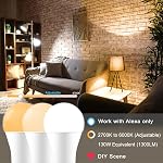 Alexa Light Bulb 130W Equivalent, Smart Light Bulbs Warm White to Daylight Tunable, A19 E26 Bluetooth LED Bulbs for Bedroom Kitchen Living Room Office（4 Pack）