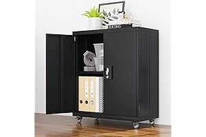 LUCYPAL Metal Storage Cabinet with Wheels