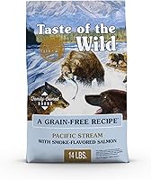 Taste of the Wild Pacific Stream Grain-Free Dry Dog Food, Smoke-Flavored Salmon, 14 lb - High Protein for Healthy Skin & Coat