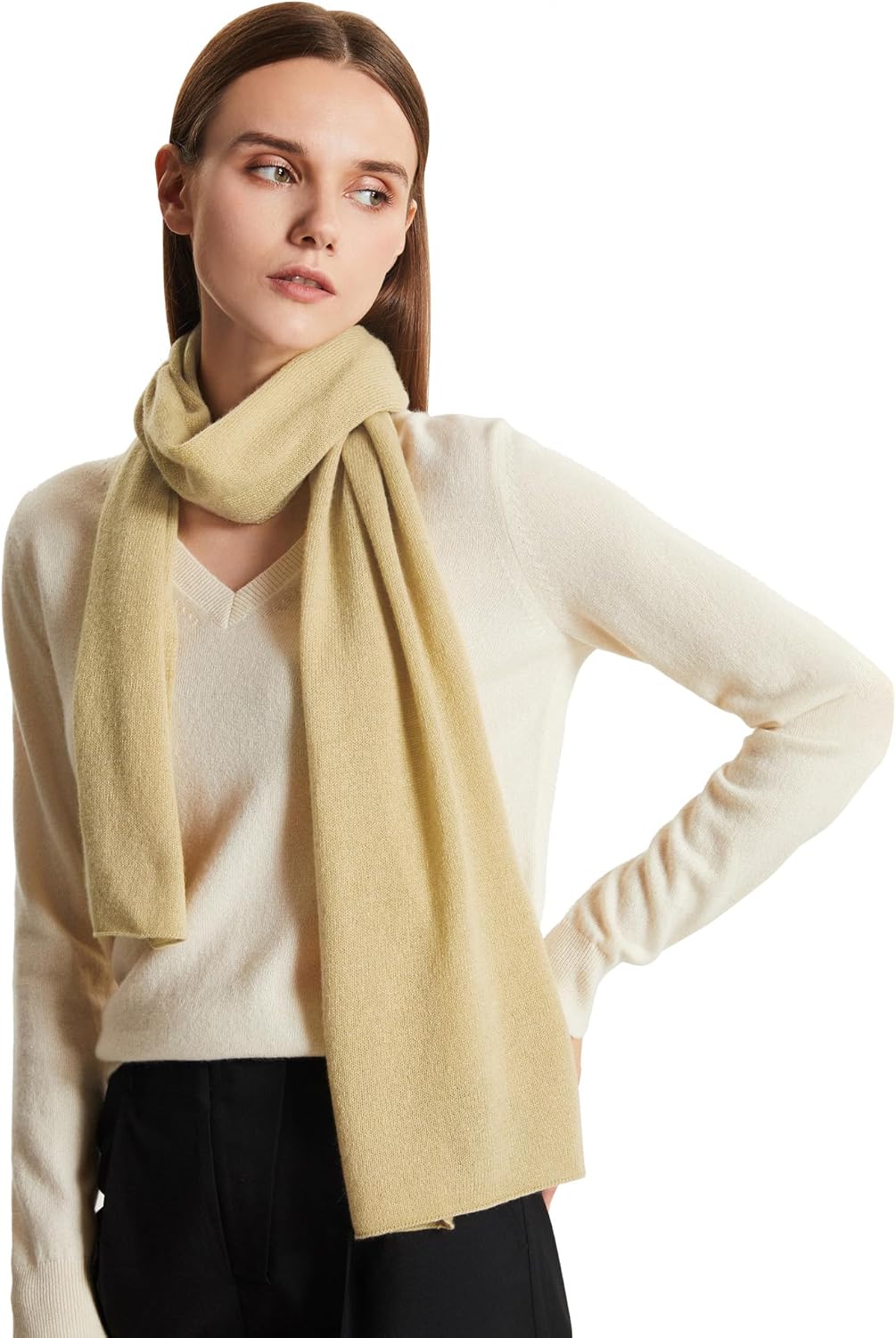 GreenMount Women's Scarf 100% Cashmere Knitted Scarf Shawl Plant Dyeing Warm Soft for Fall Winter Women