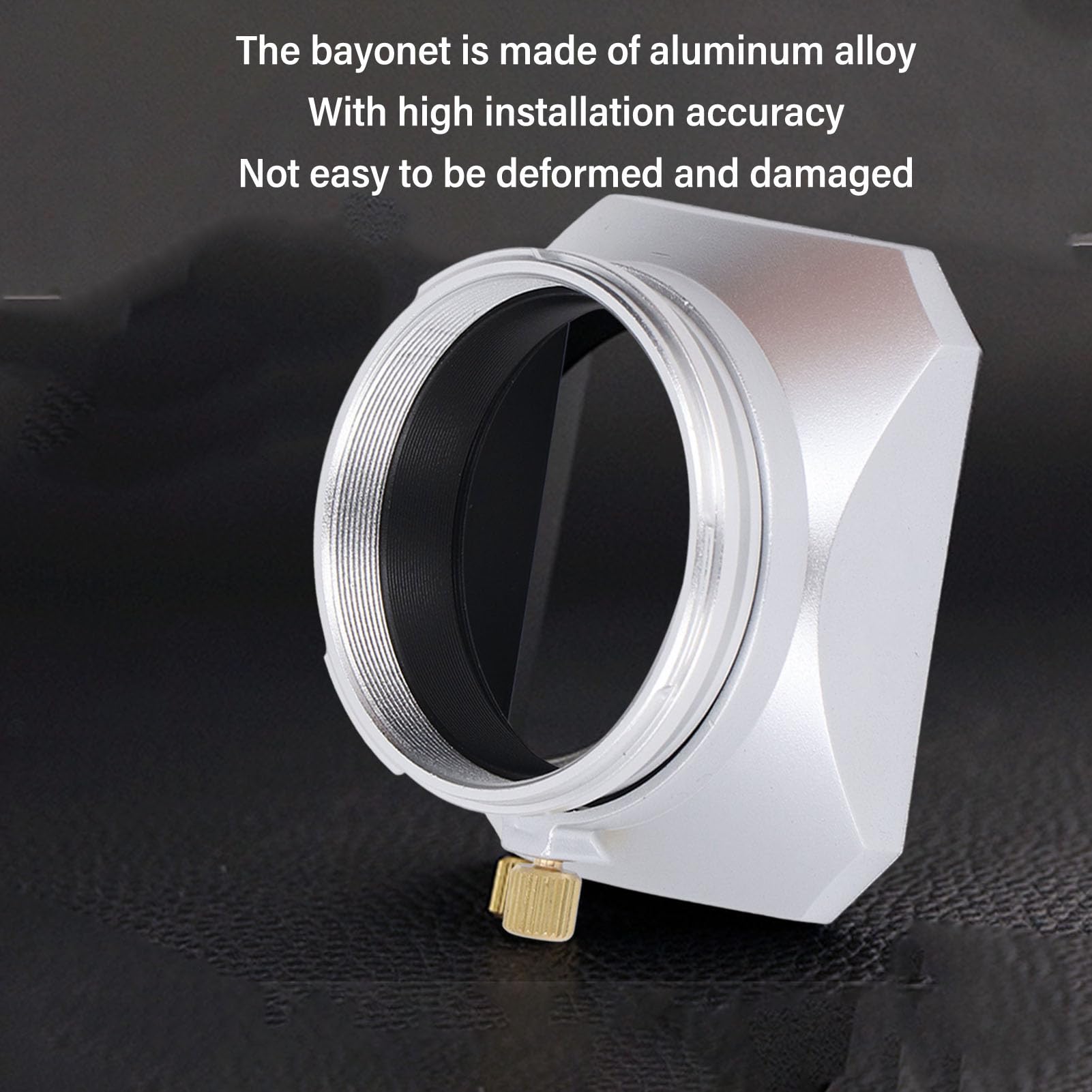 Square Metal Lens Hood, with 49mm Adapter Ring, Lens Hood Shade for Fujifilm X100V X100VI X100F X100 X100T X100S X70 Camera (Silver)