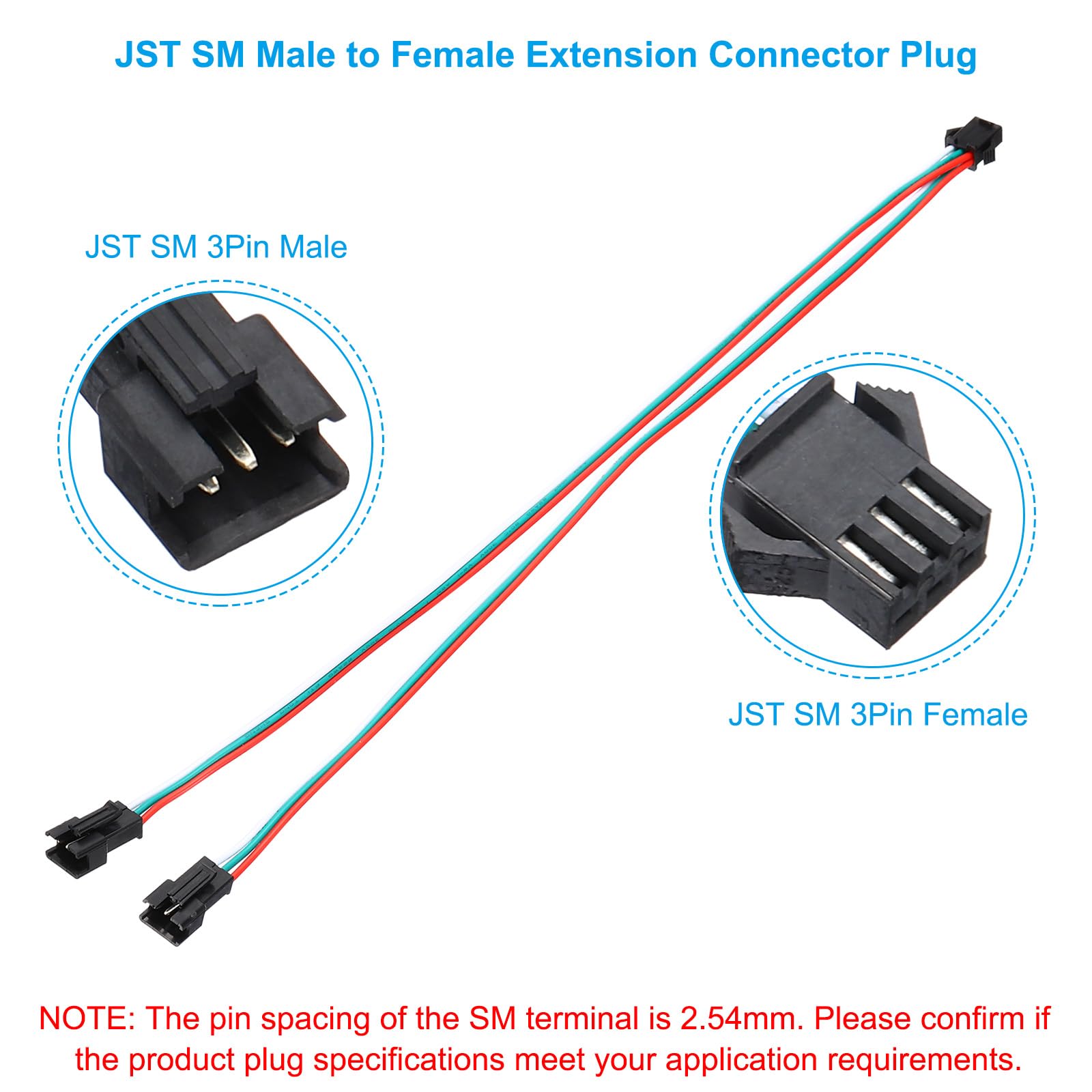 PATIKIL 30Cm 1 a 2 Cable Divisor ARGB, 2 Piezas Ventiladores PWM RGB Cable de Extensión de Alimentación con Conector de Clavija SM de 3 Pines para Chasis de Ordenador Placa Base
