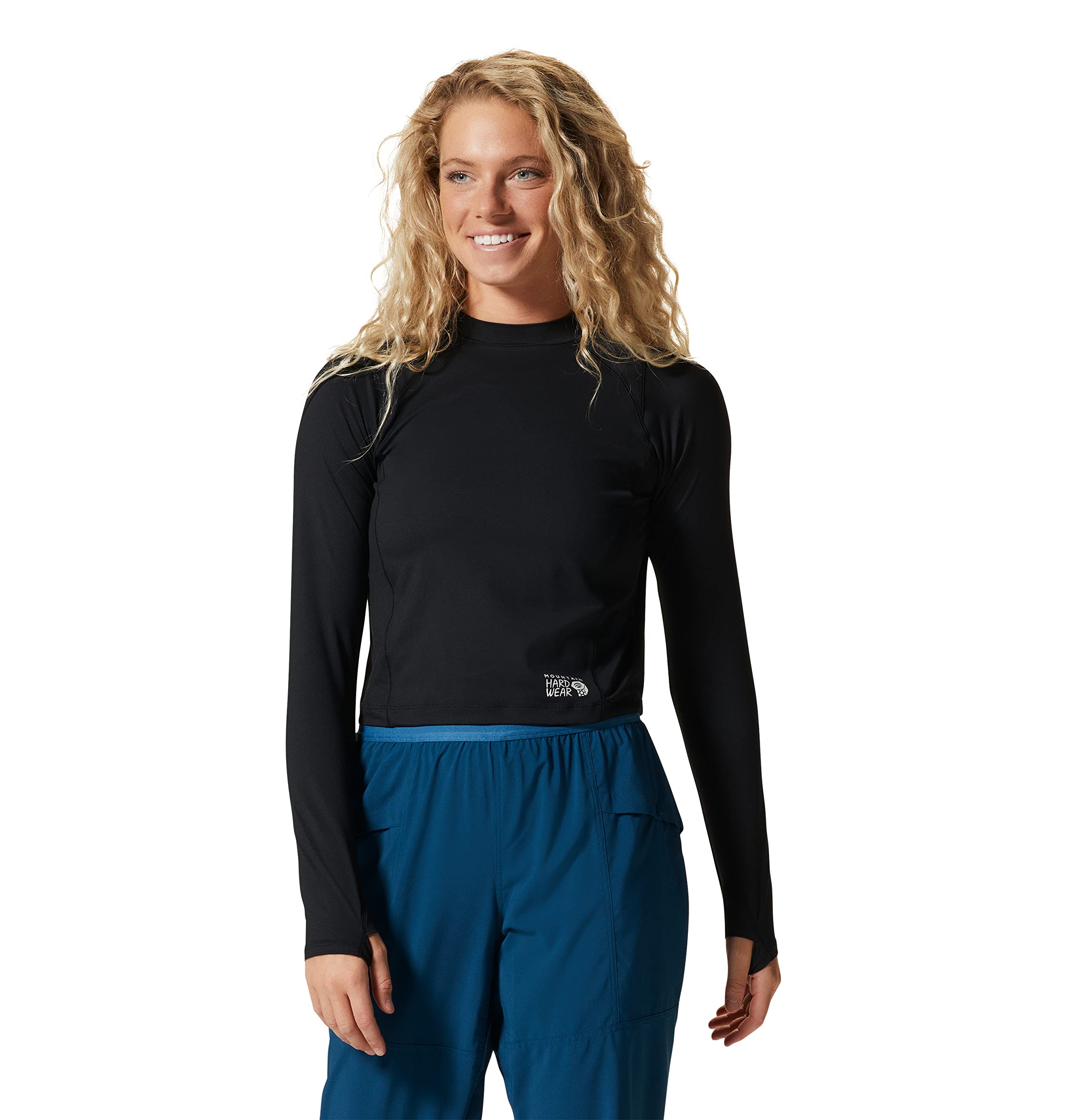 Mountain Hardwear Women's Crater Lake Long Sleeve Crop for Backpacking, Camping, Climbing, and Hiking | Lightweight, Sun Protection, and Moisture Wicking
