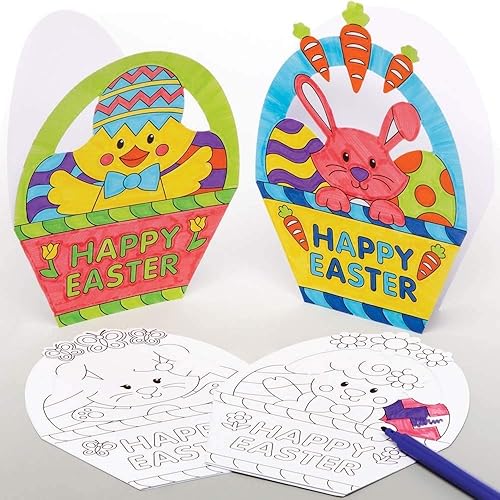 Baker Ross Tarjetas de cesta de Pascua, paquete de 10, perfectas para que los niños decoren, proyecto de manualidades de Pascua ideal para la
