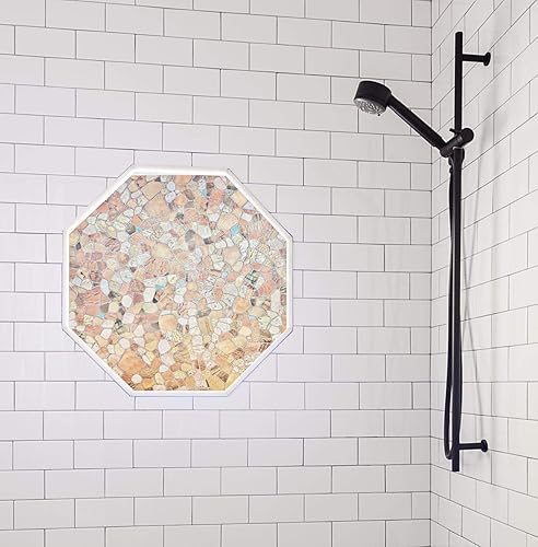 AUTOTECH PARK Película octágonal precortada para ventana, diseño de piedra, autoestática, 21 pulgadas de ancho