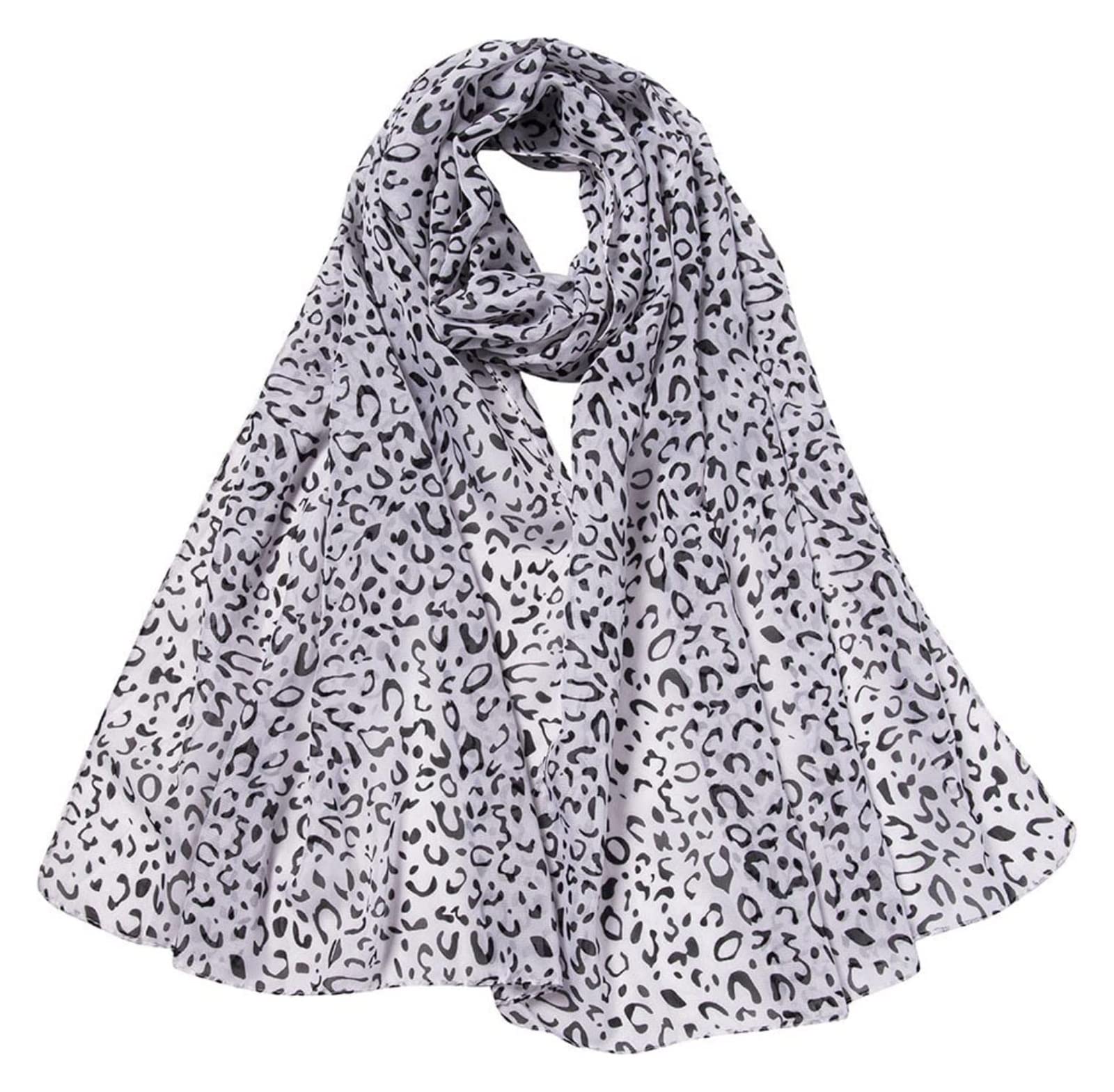 Bufanda Toquilla Bufandas De Gasa Con Lunares Para Mujer, Bufanda Seda Estampado Leopardo, Larga Suave, Chal Clásica Suave