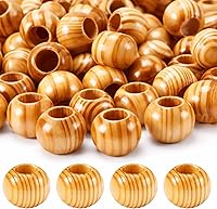 Vista 10 de WILLBOND 130 cuentas de madera de macramé sueltas con agujero grande de 0.394 pulgadas (0.394 in) para kits de fabricación de macramé, suministros