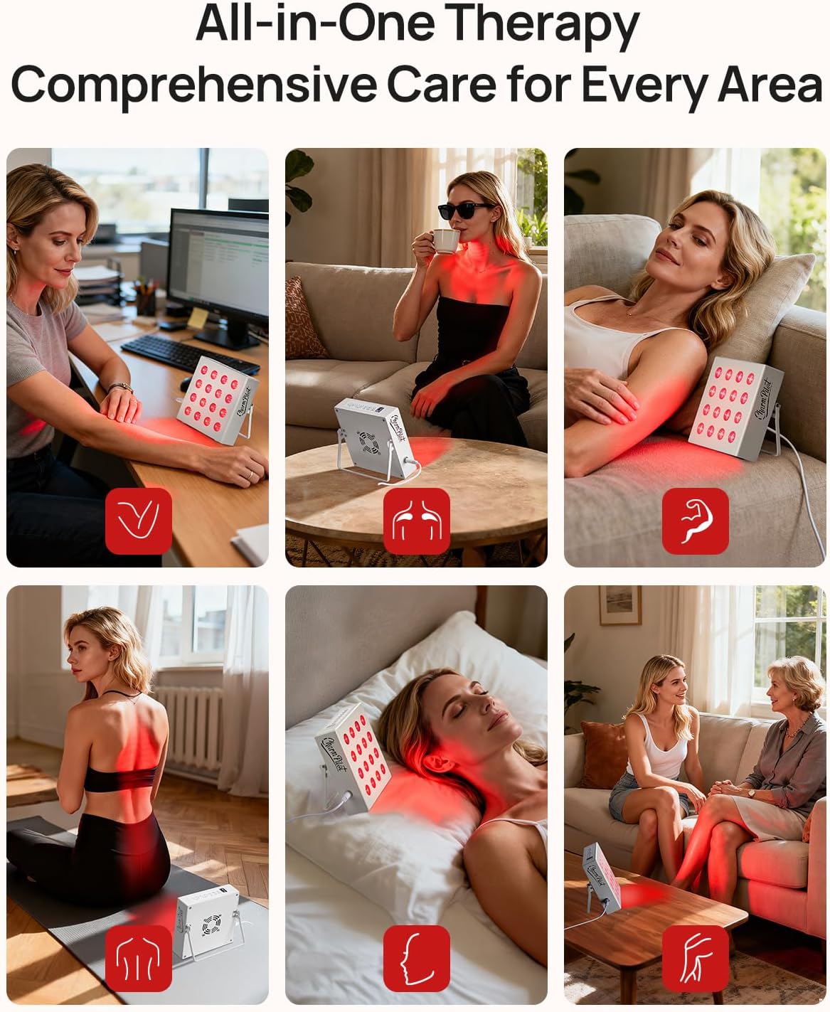 Red Light Therapy for Body Panel, 16‑LED 6 Wavelengths (630 nm, 660 nm, 810 nm, 830nm, 850 nm, 940 nm) Near‑Infrared Light Therapy Device, Ease Discomfort and Revitalize Skin(White) - Image 7