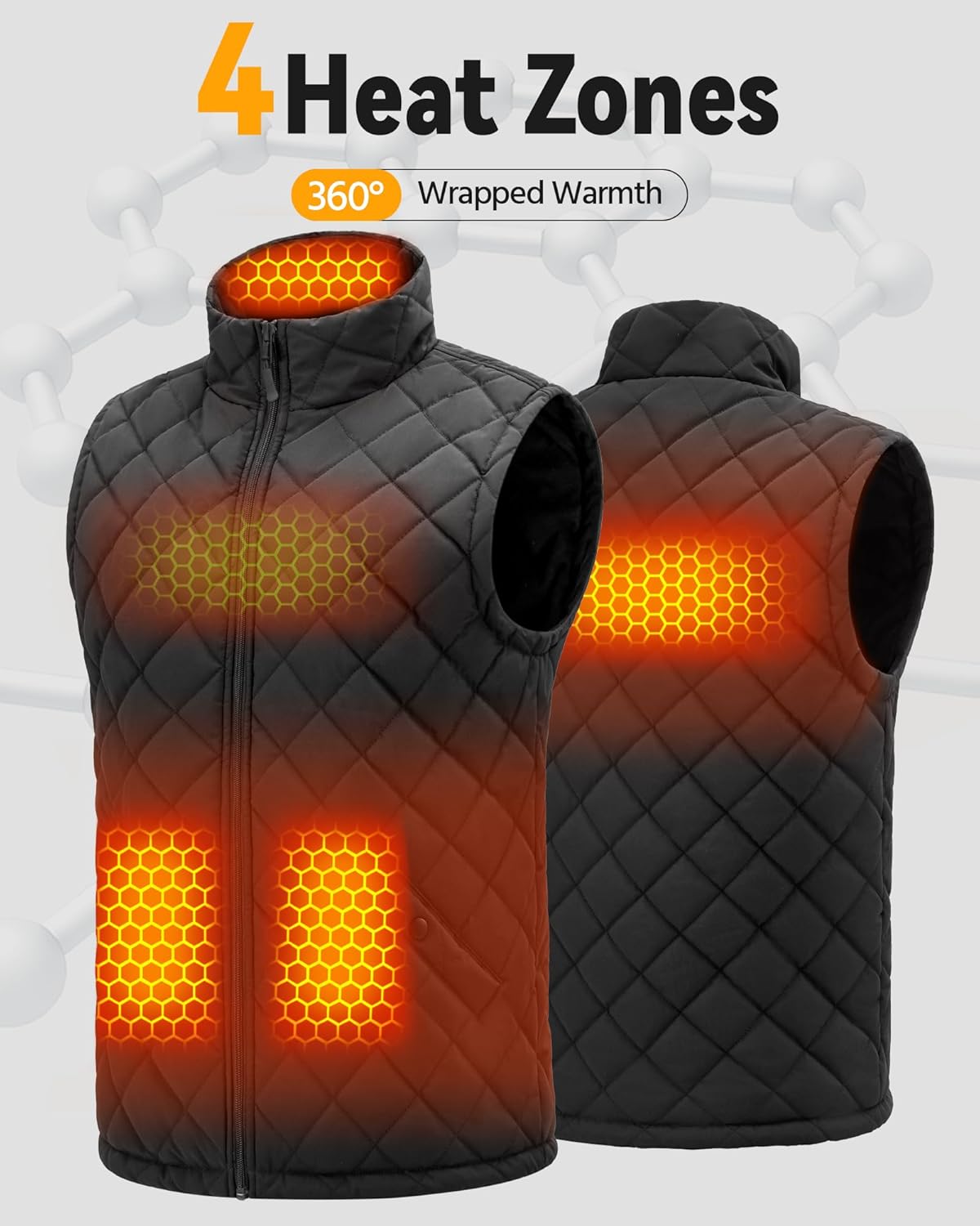 Wulcea Graphene Heated Vest For Men 7.4V Fast Charge Large Capacity Battery - Image 4
