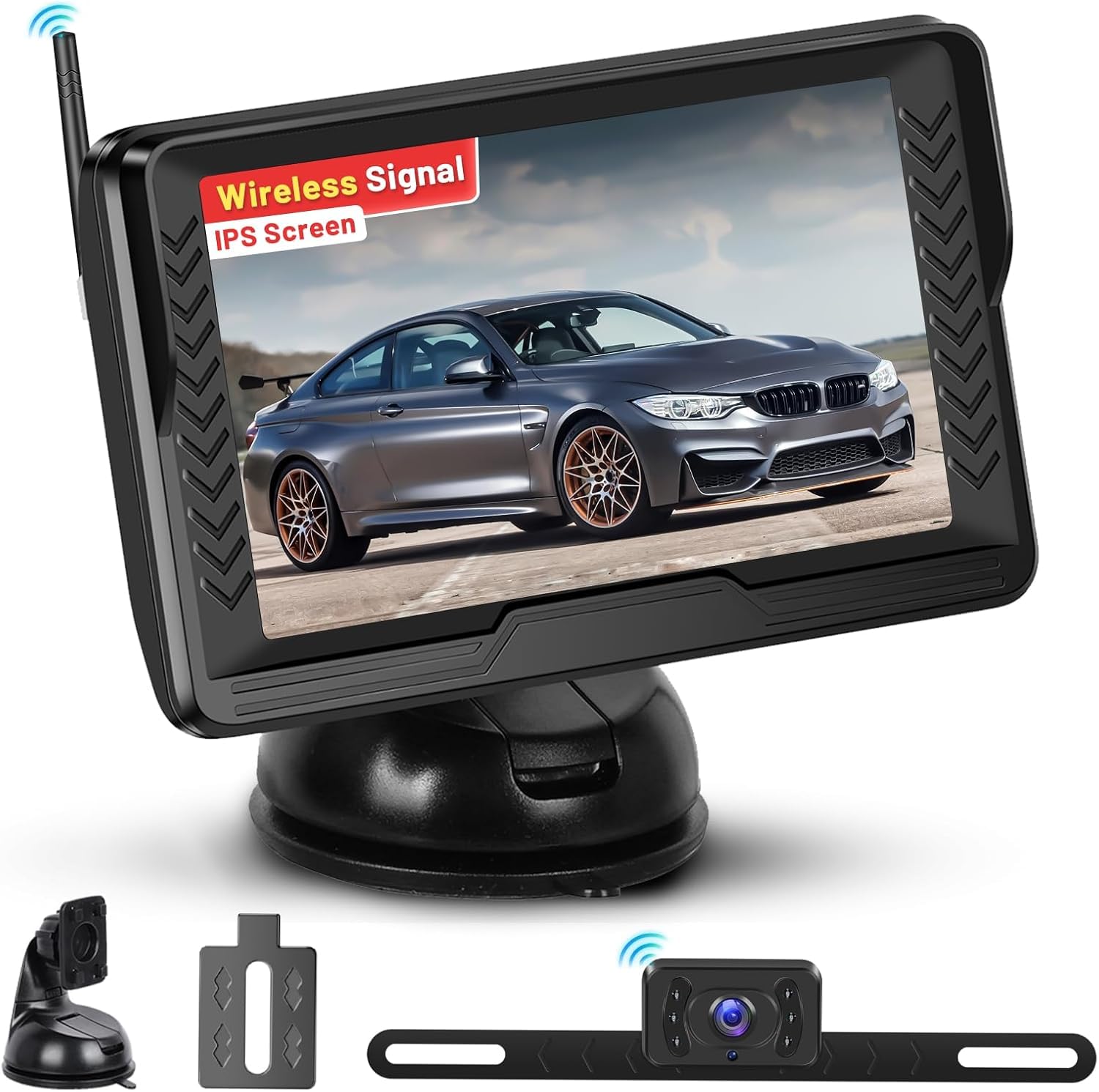 Hikity Telecamera Retromarcia Wireless AHD 5" LCD IP69 | Visione Notturna a Colori, Telecamera Posteriore, per Auto 12V