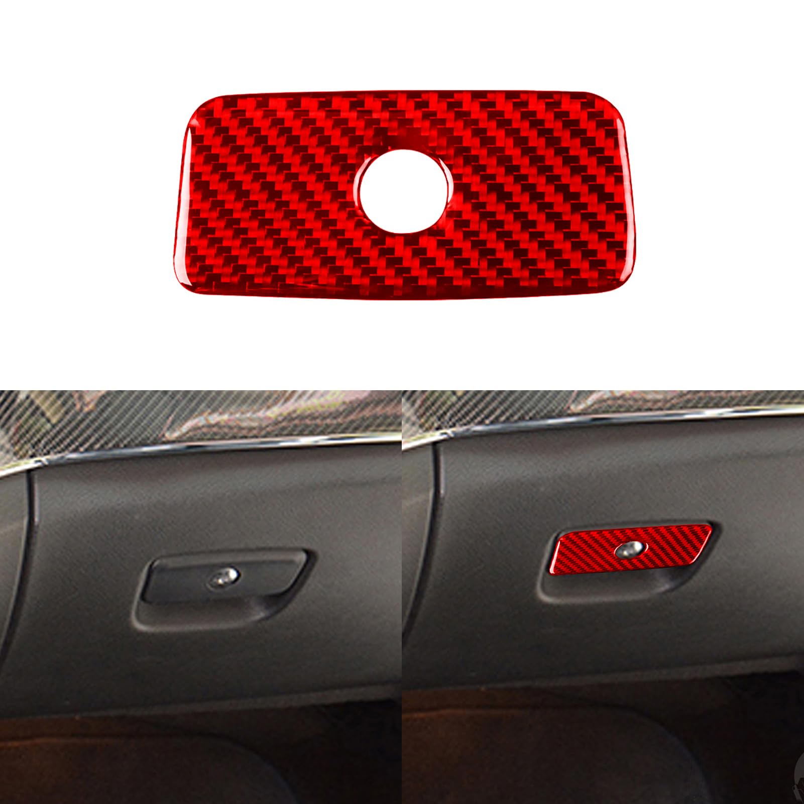 PJFUS Real 3K Red Carbon Fiber Car Co-Pilot Glove Storage Box Panel Handle Switch Cover Decoration Trim Sticker Compatible with Jeep Grand Cherokee WK2 2011-2021 Auto Interior Accessories