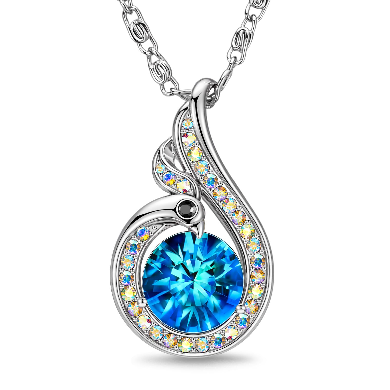 Kate Lynn Rise From the Ashes Phoenix Necklaces for Women White Gold Plated Crystal Jewelry Birthday Gift for