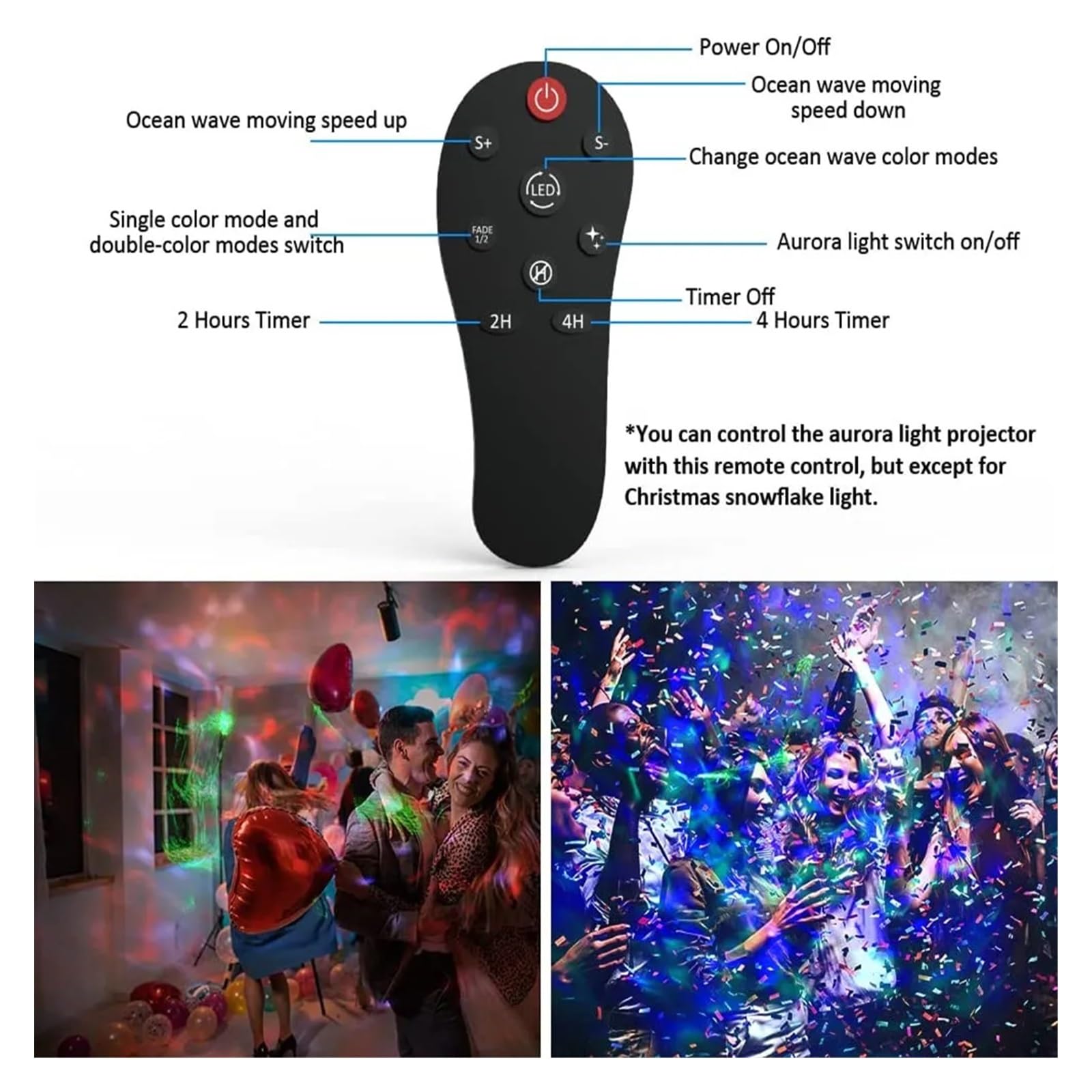 Weihnachten Projektor, Weihnachtsprojektorlicht mit Fernbedienung, Außenlandschaftslichter for Weihnachtsgeschenkparty-Gartenurlaubsbeleuchtung für Weihnachten Dekorationen Außen(AURORA,2X Projectors)