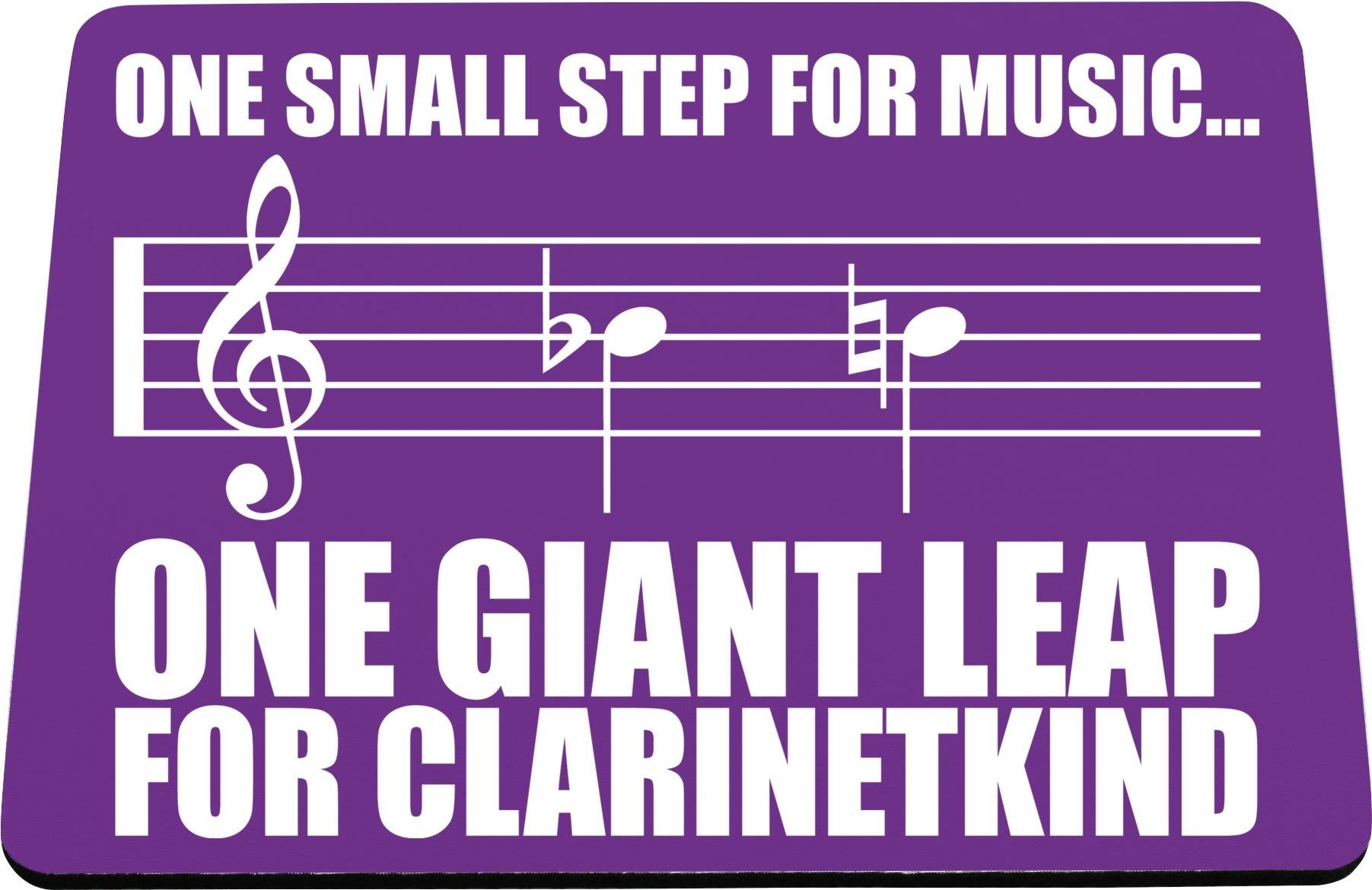 Hippowarehouse One Small Step for Music.One Giant Leap For Clarinetkind Clarinet Player printed mouse mat pad accessory black rubber base 240mm x 190mm x 60mm