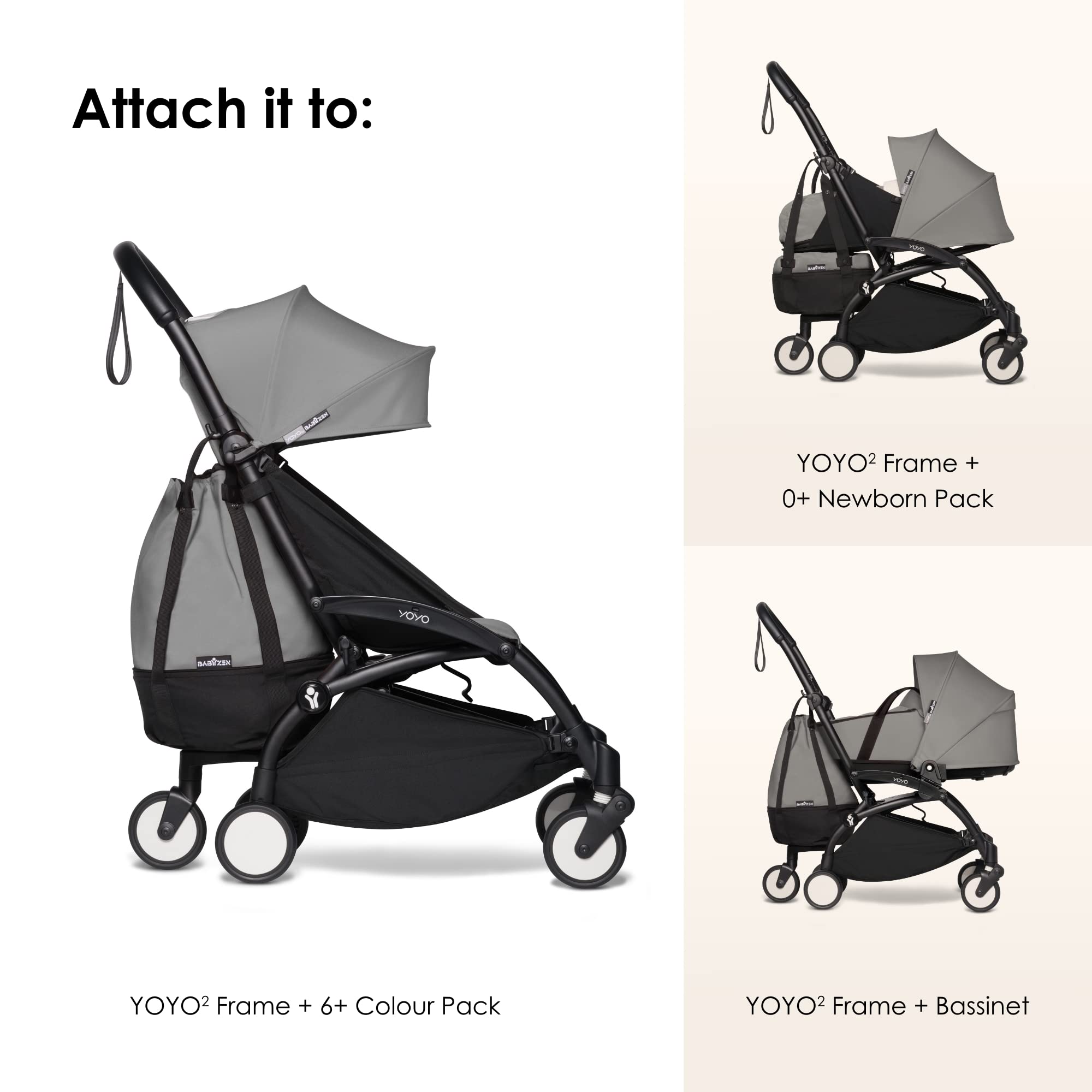 BABYZEN YOYO Bag, Grey - Provides Additional, Sturdy Storage on The YOYO2 Pushchair - Includes Wheel Base & Hooks - Image 4