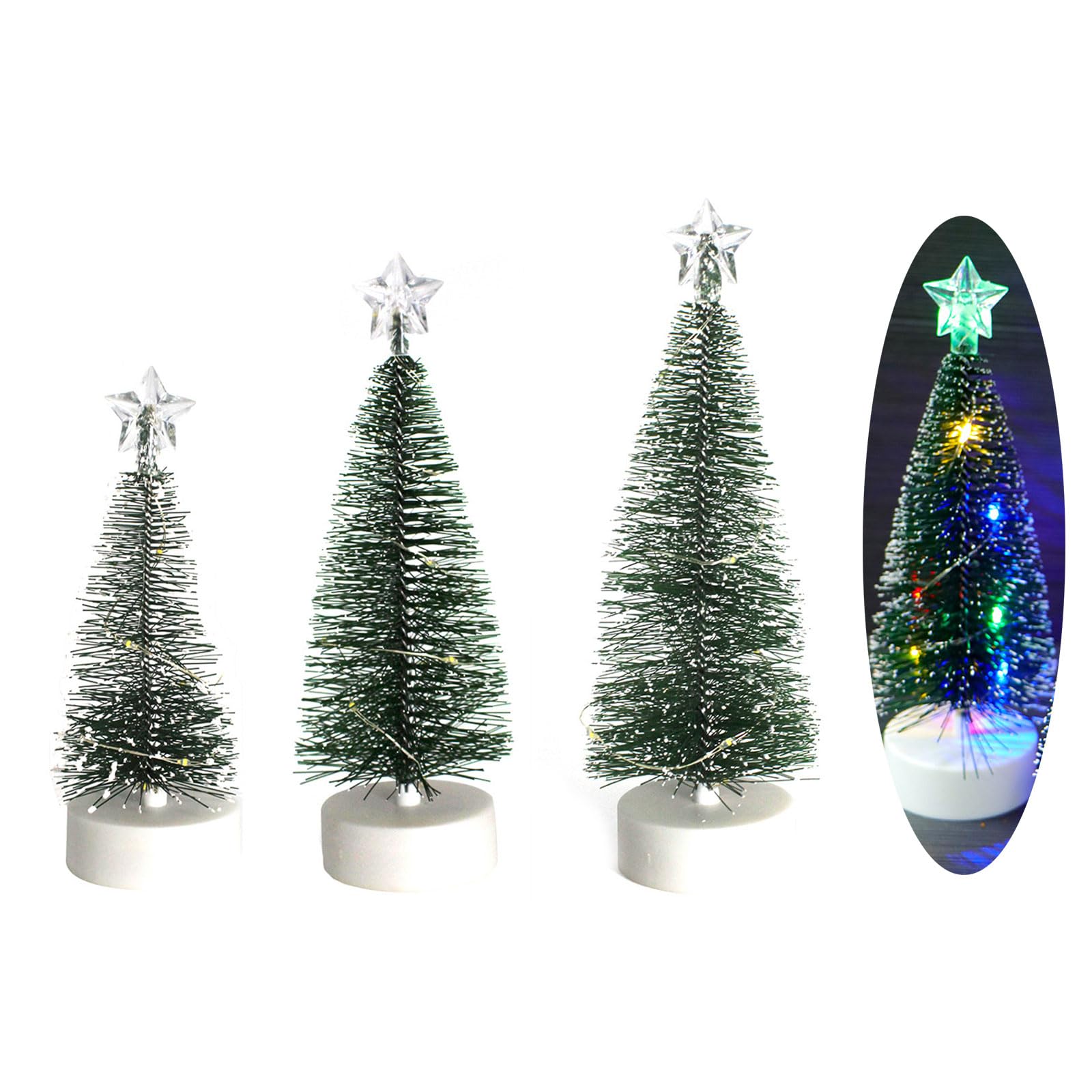 LED Christmas Tree Artificial Snow Simulation Pine Tree Desktop Decorative Christmas Ornaments Decoration LED Decoration