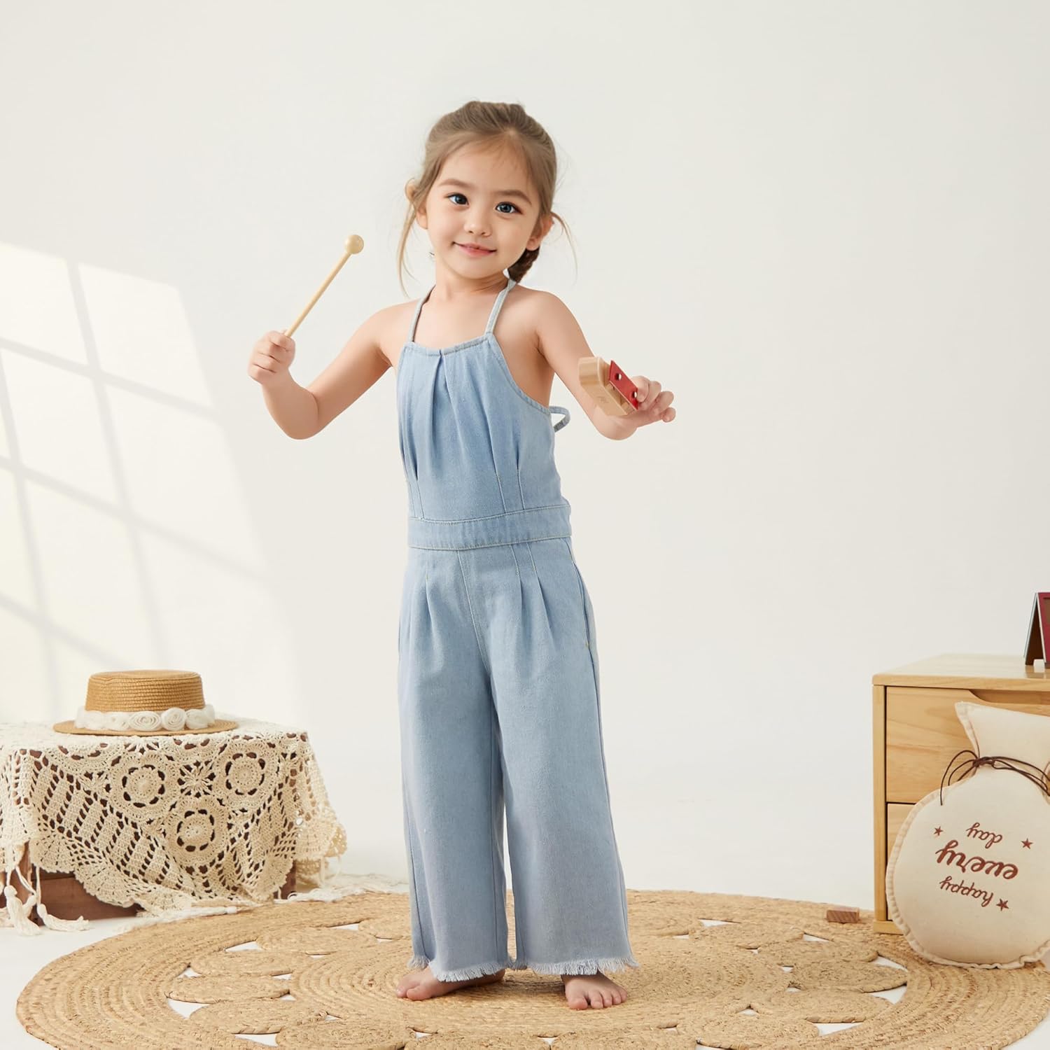 Emmababy Kid Girl Denim Overalls Bell Bottom Trinidad and Tobago