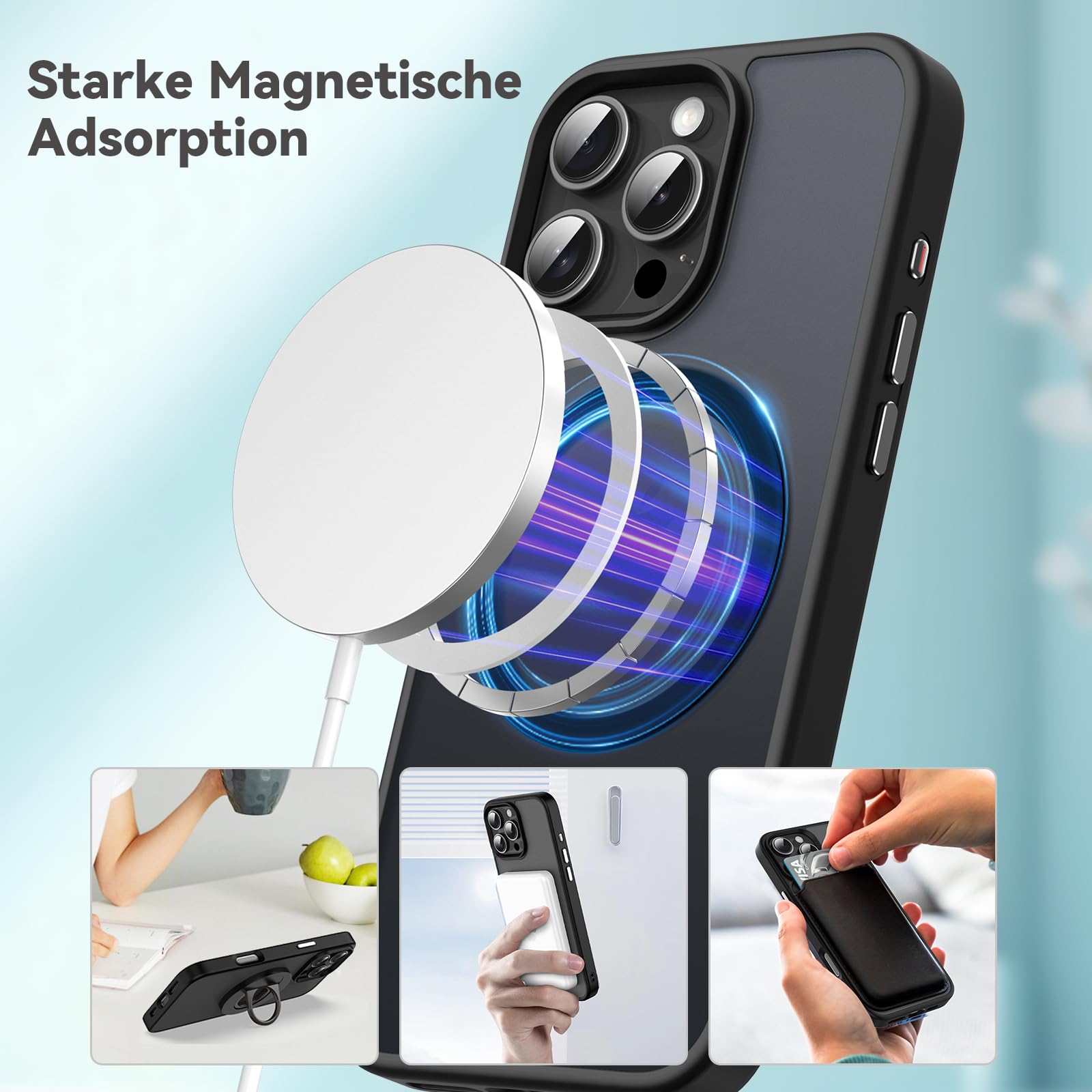 Custodia Per IPhone 16 Pro Trasparente Opaca - Magnetica MagSafe, Anti-Impronte, Titanio Sabbia - Foto 4