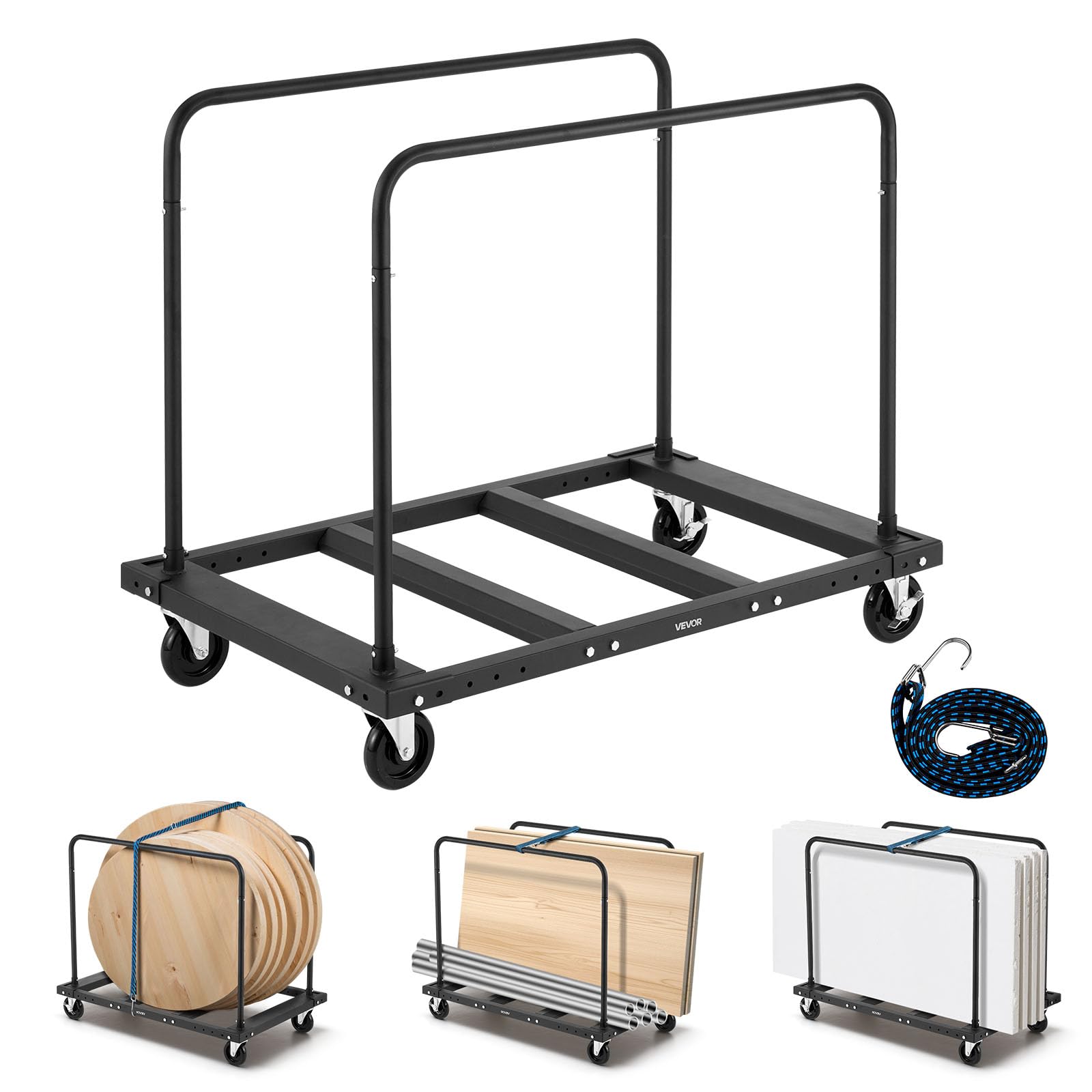 VEVOR Drywall Cart, 1800 LBS Panel Dolly Cart with 45.28" x 29.13" Deck and 5" Swivel Wheels, Heavy-Duty Drywall Sheet Cart, Handling Wall Panel, Sheetrock, Lumber, for Garage, Home, Warehouse