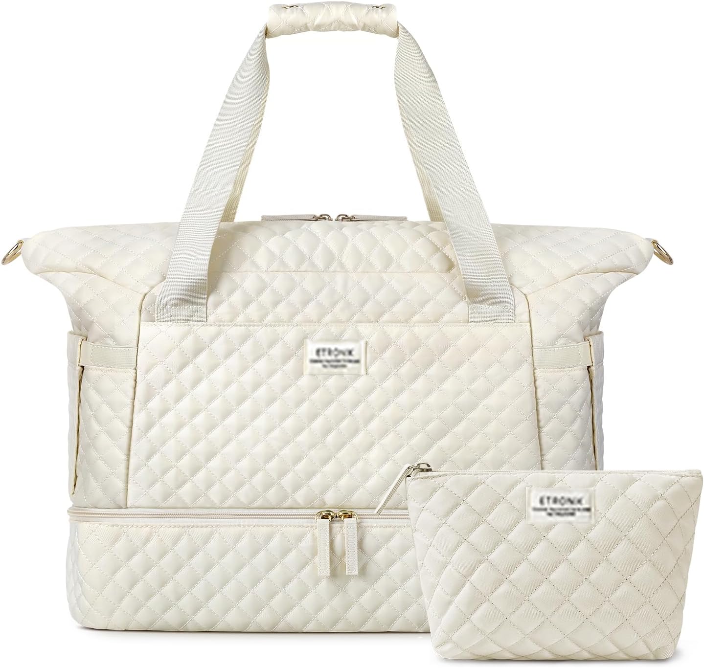 ETRONIK Travel Bag, Weekender Bags for Women, Personal Item Travel Bag with Wet Pocket, Duffel Bag for Travel with Shoes Compartment, 37L Hospital Bag for Labor and Delivery(Beige) - Image 7