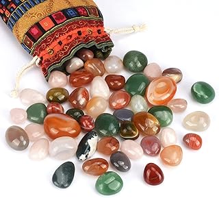 Lot de 50 pierres semi-précieuses de différentes tailles (1,3 à 3,1 cm) - Pierres précieuses colorées naturelles pour enfants à des fins de décoration, sorcières, objets, etc