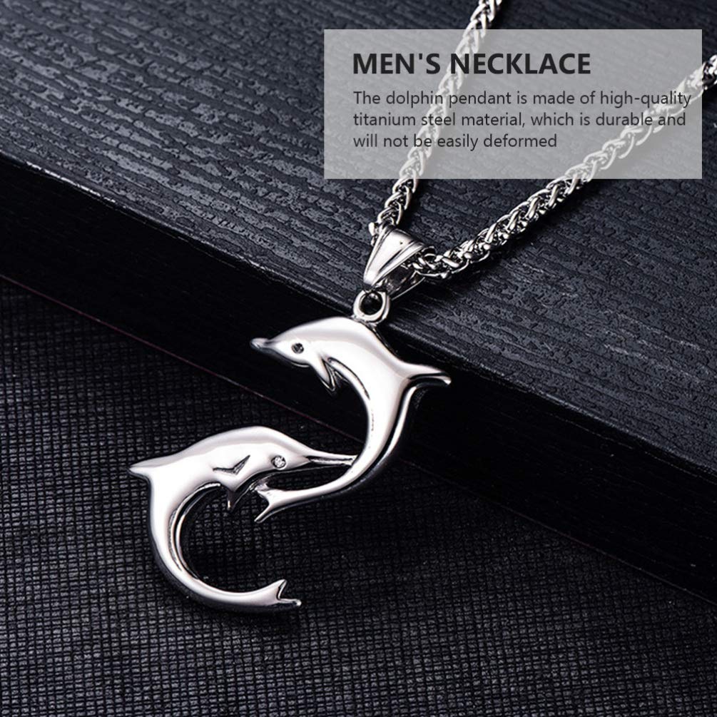 QYYZTQY Herren Halskette Delphin Anhänger Titanium Stahl Schlüsselbein Kette Strand Schmuck Gentleman Fashion Accessoire