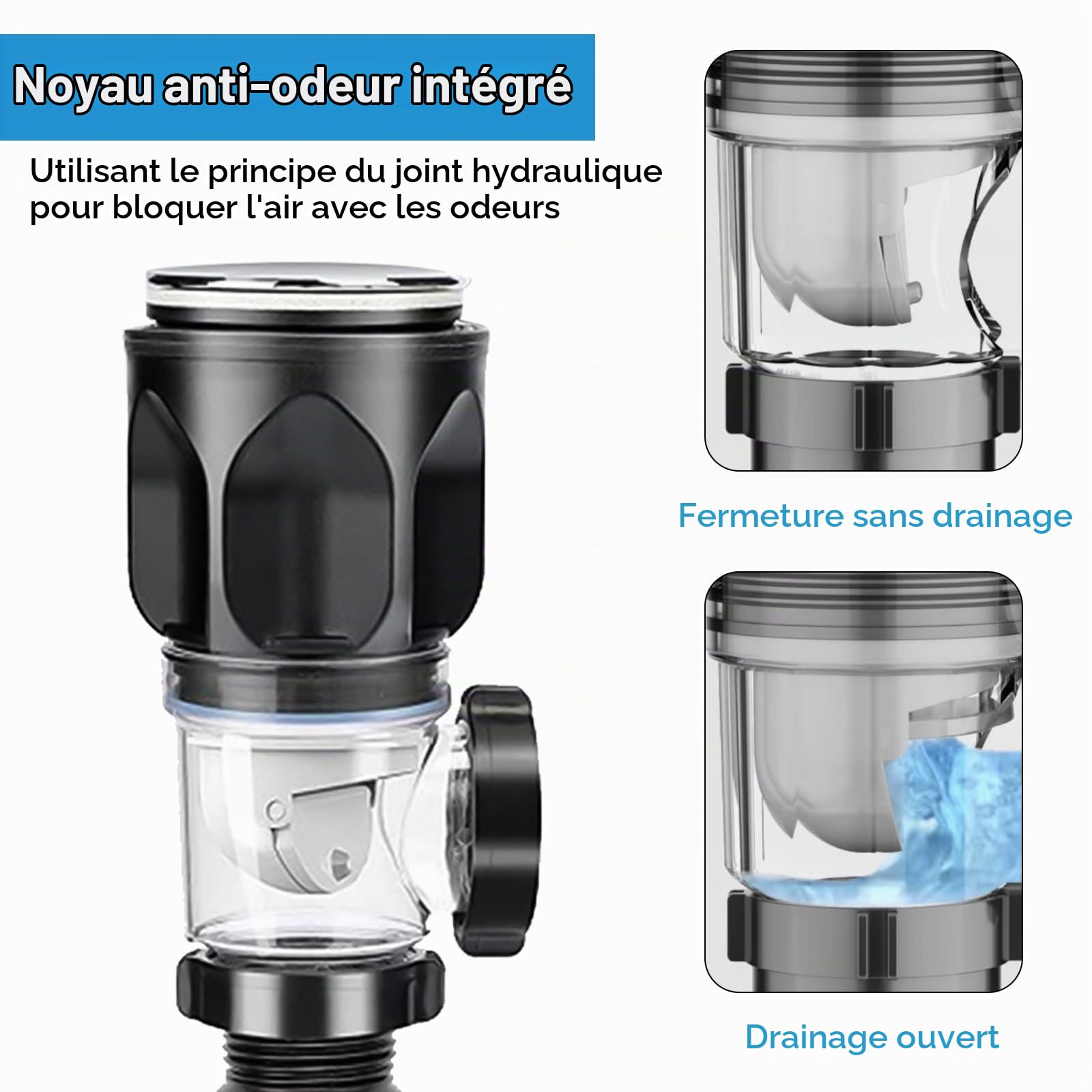 Kit de Égouttoir de Bonde de Lavabo Universel Égouttoir Siphon Lavabo avec Tuyau de Vidange Flexible Rétractable et Bouchon Dévier À Filtre Pop-up Kit de Vidange D'Évier pour Salle de Bain Cuisine