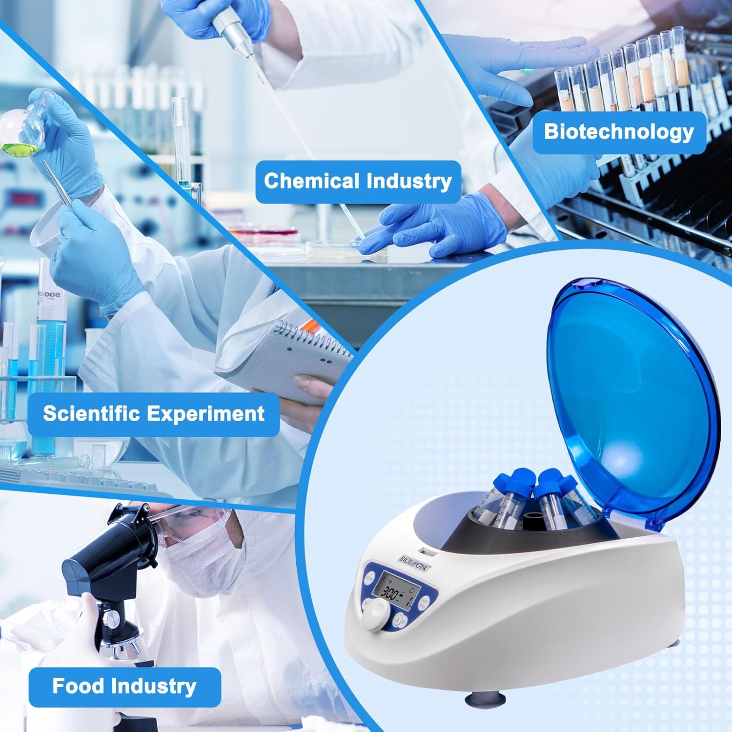 PRP Benchtop Centrifuge, 300-5000 RPM Lab Centrifuge, Max. 2600xg RCF, LCD Digital Microcentrifuge with Brushless DC Motor, Rotor for 6x15ml /10ml/ 7ml/ 1.5-5ml PRP Tubes