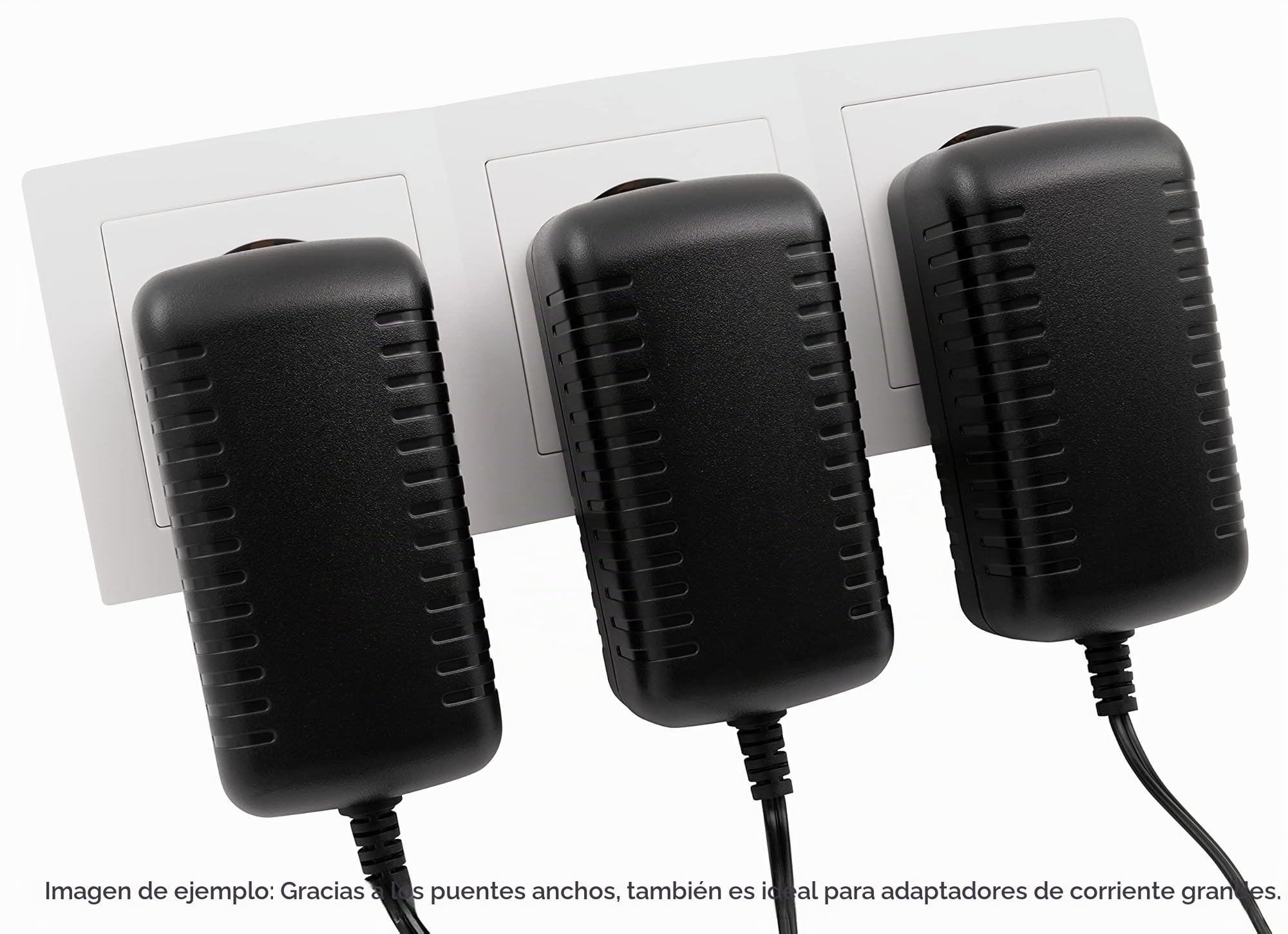 Bloque de bases de enchufe MC POWER | Flair | Bases de enchufe de 3 vías con contacto de puesta a tierra, cable de 15cm con terminal de lustre, 250V/ 16A, montaje en superficie, blanco mate