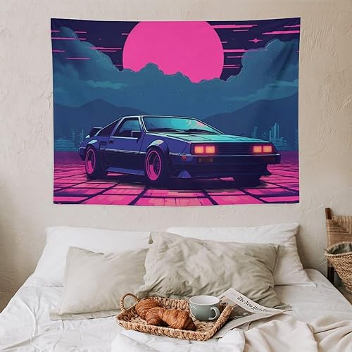 Miniatura 7 de josnmre Retrowave Jdm Classic Car Retro Cyberpunk Tapestry Wall Hanging for Bedroom Aesthetic Art Home Decor Dorm Classroom Living Room Tapestries