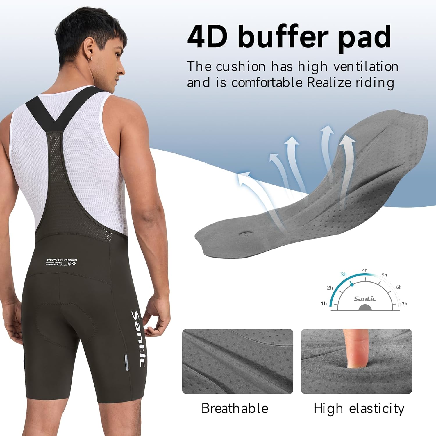Santic Men's Cycling Bibs Shorts Cycle Wear Tights 4D Padded Bike Bicycle Shorts with Pocket - Image 5