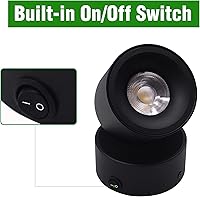 Vista 2 de Paquete de 2 Focos LED COB de Techo Downlight de 12V con Interruptor, Montaje en Superficie 330° Ajustable Regulable Luz de Pared para RV Lámpara