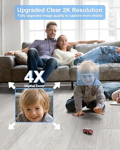 Miniatura 6 de Golspark Cámara de seguridad interior 2K, cámara para mascotas para seguridad del hogar, cámara para perros PanTilt, seguimiento de movimiento,