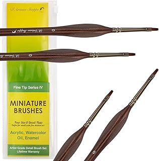 Small Paint Brush Set Craft. 4 pc Flat Paint Brushes for Acrylic Painting Size 0. Model Brush for Dry Brushes Warhammer 40...