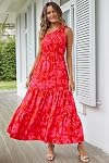 PRETTYGARDEN Women's Summer Floral Maxi Dress Knot One Shoulder Sleeveless Ruffle Flowy Boho Beach Wedding Guest Dresses