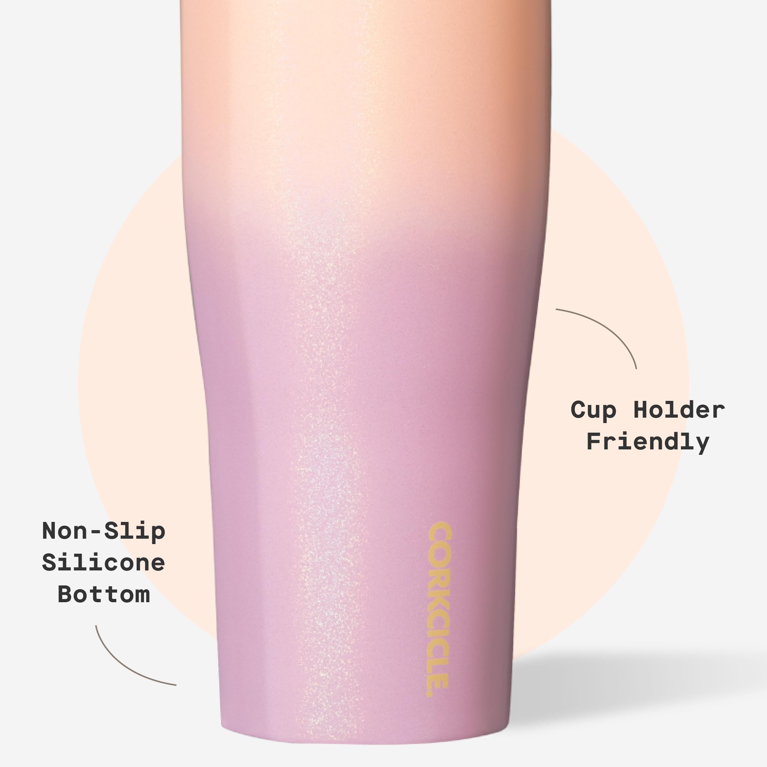 Corkcicle Go Cup – Gobelet de voyage anti-fuite – Bouteille d'eau en acier inoxydable à triple isolation – Poignée facile à transporter – Cadeau d'été – Garde les boissons froides – 887,5 ml – Amant