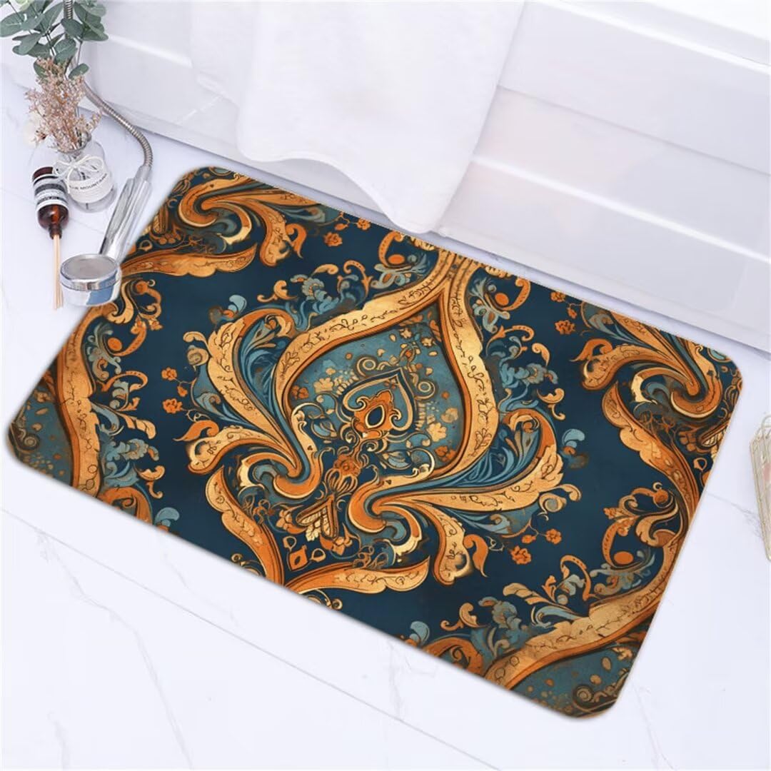 Badezimmerteppich, Badematte Duschvorleger Badteppich Badvorleger rutschfest Waschbar Teppiche Badezimmer 100x150cm Bad Teppiche, Bathroom Stone Bath Mat, Badläufer Badematten Badteppiche Gelb