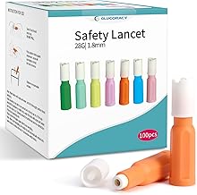 Glucoracy Safety Lancets, Sterile, Top Push Button Activated, 28 Gauge, 1.8 mm, 100 Count, 1 Pack