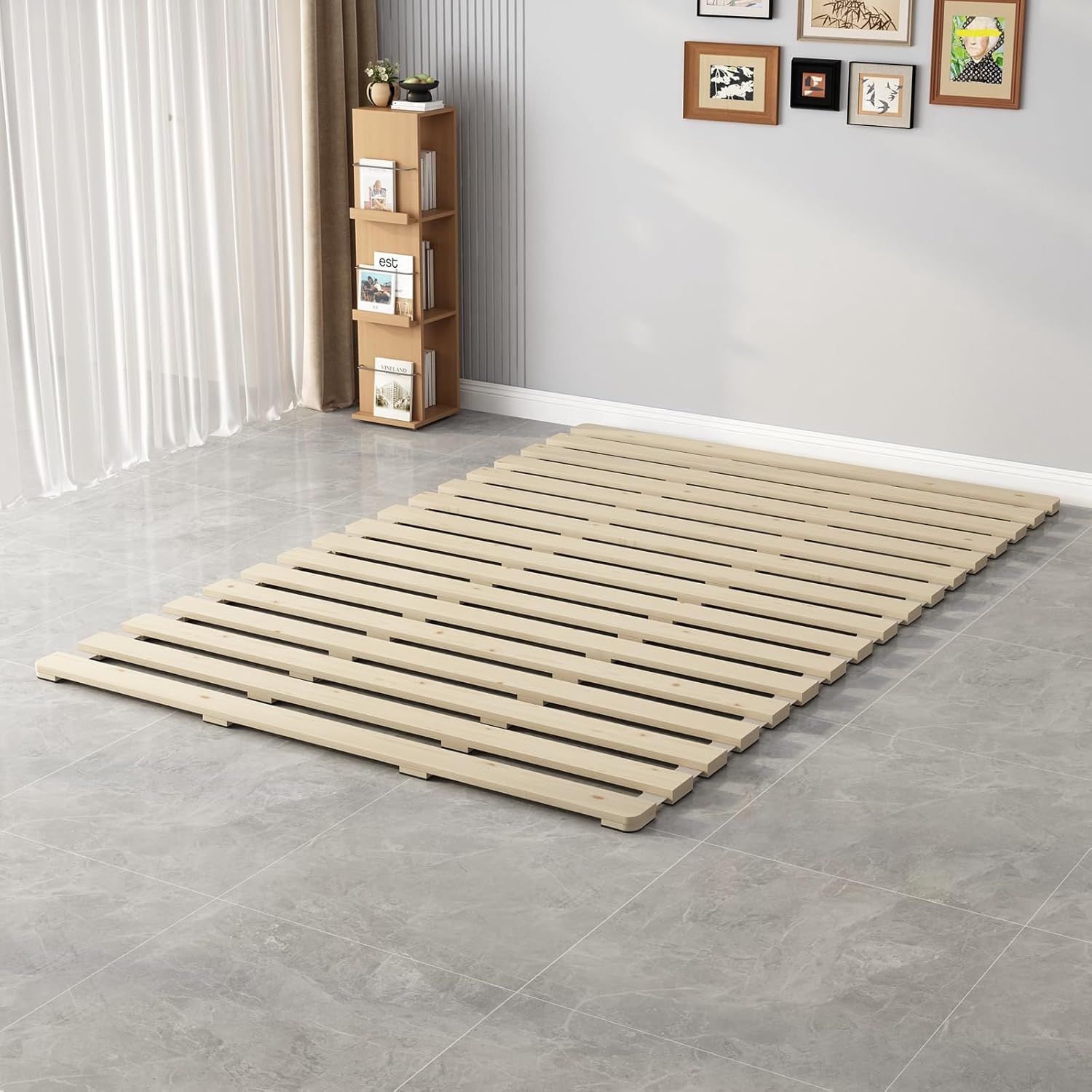 Floor Bed Frame Japanese Futon Tatami Mat Breathable and Moisture-Proof, The Support Board Under The Mattress (Queen)