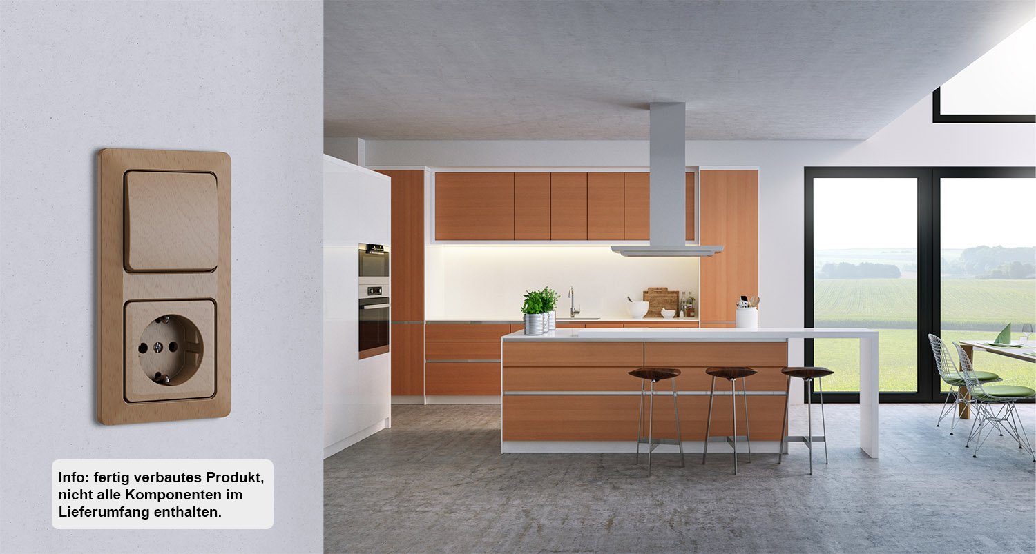 Kopp 618631089 Milano Buche Universalschalter & Abdeckrahmen 2-Fach Milano buche