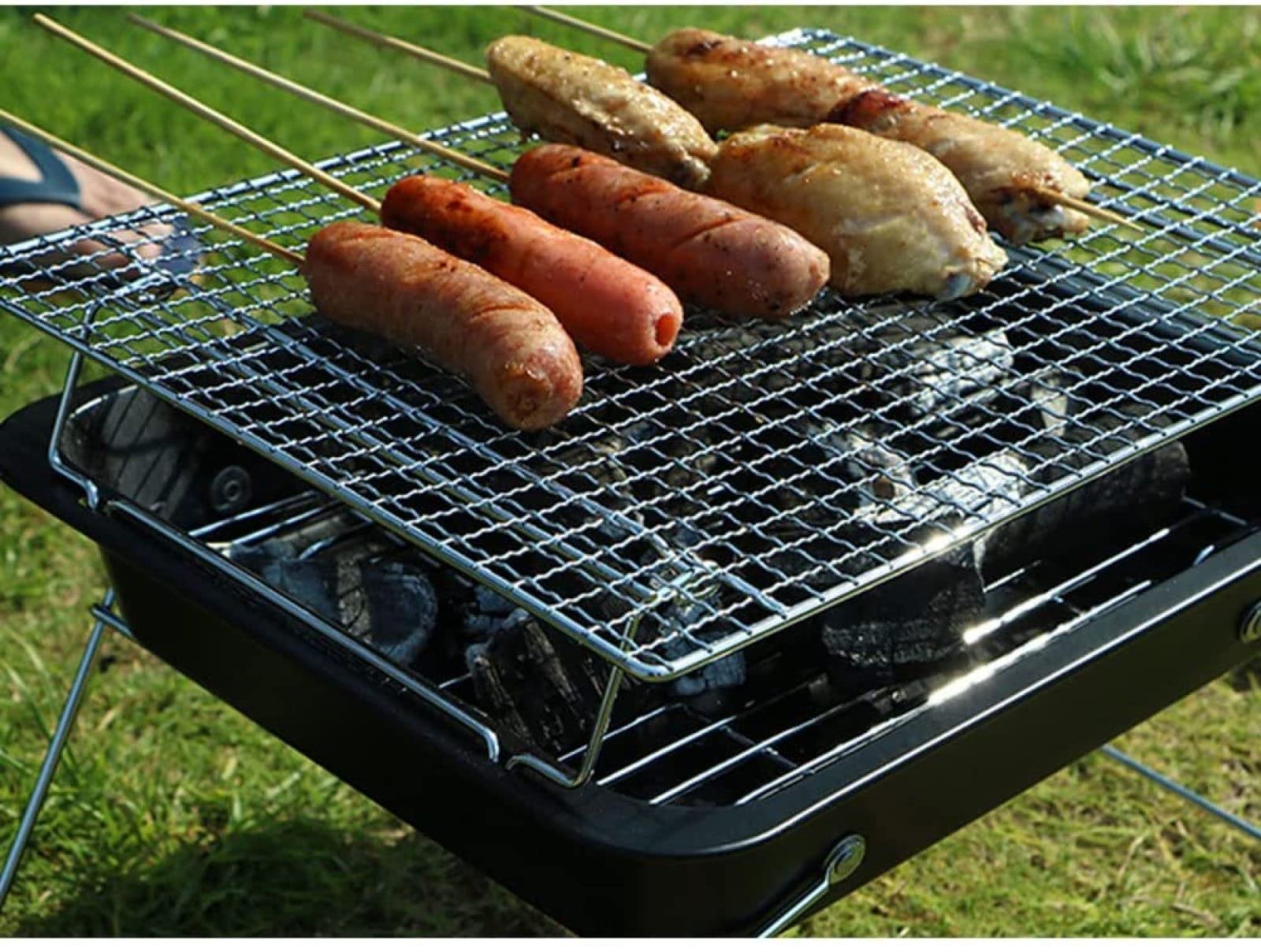 Griglia per Barbecue a Carbone piegata, Barbecue da Tavolo Portatile in Acciaio Inox Griglia per Fumatori per Picnic all'aperto, Patio, Cortile, Campeggio, Cucina, Feste in Spiaggia