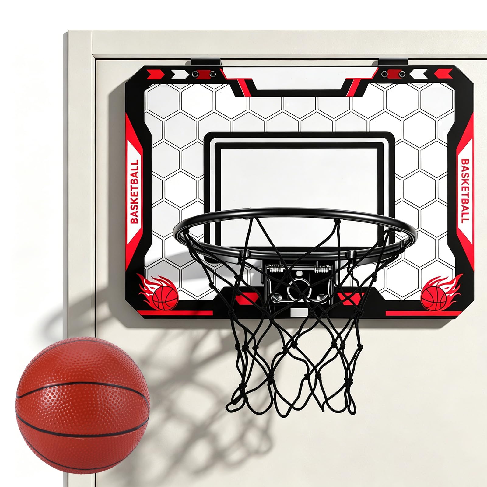 Mini Basketball Hoop, Wall Mounted Basketball Hoop for Kids, Indoor Basket Ball Hoop Over the Door with Mini Balls Inflator, Gift for Boys Girls Age 5-12 Years